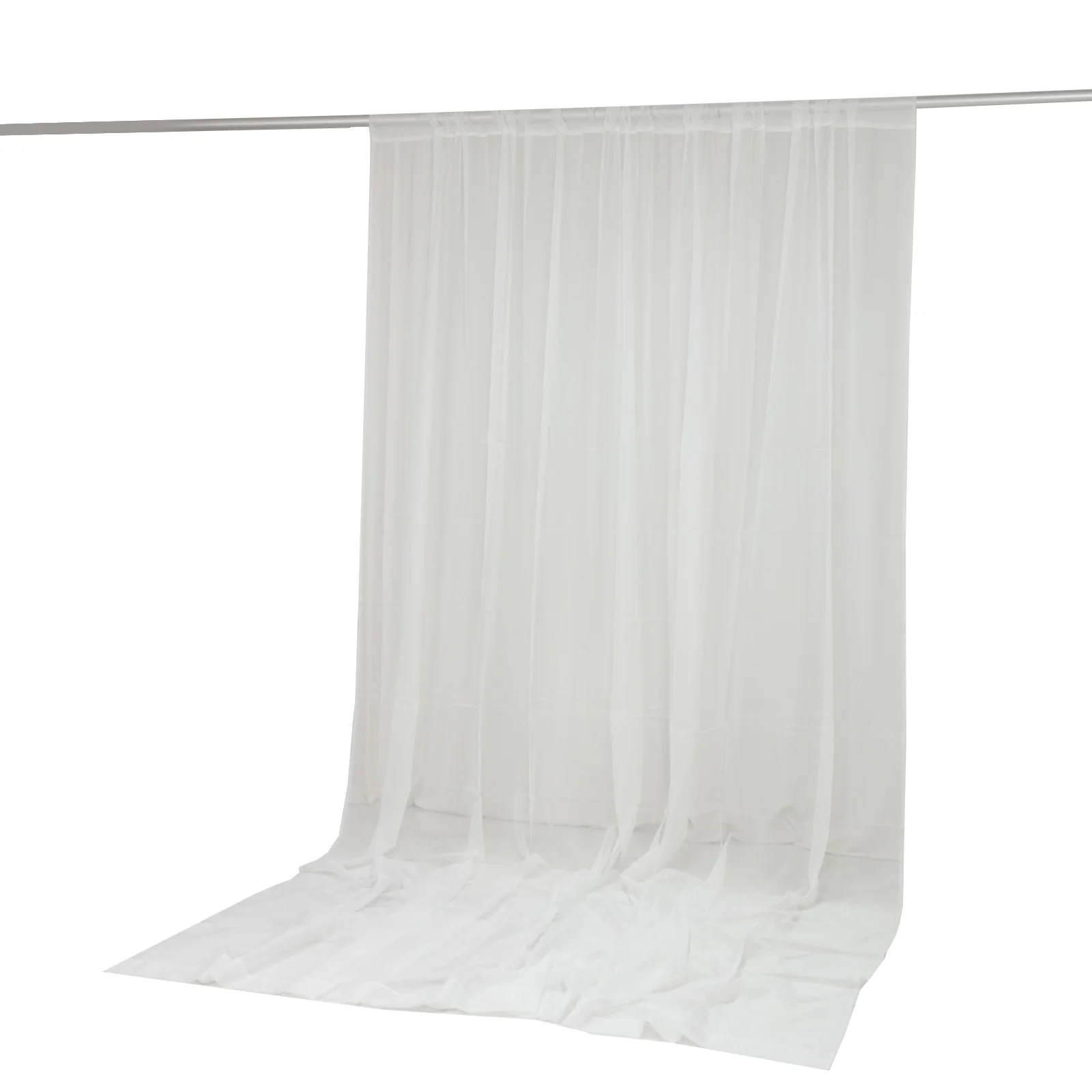 10ft x 12ft Chiffon Backdrop Curtain Panel – Ivory Durable Flame Resistant Sheer Draping Fabric with Rod Pocket - Image 2