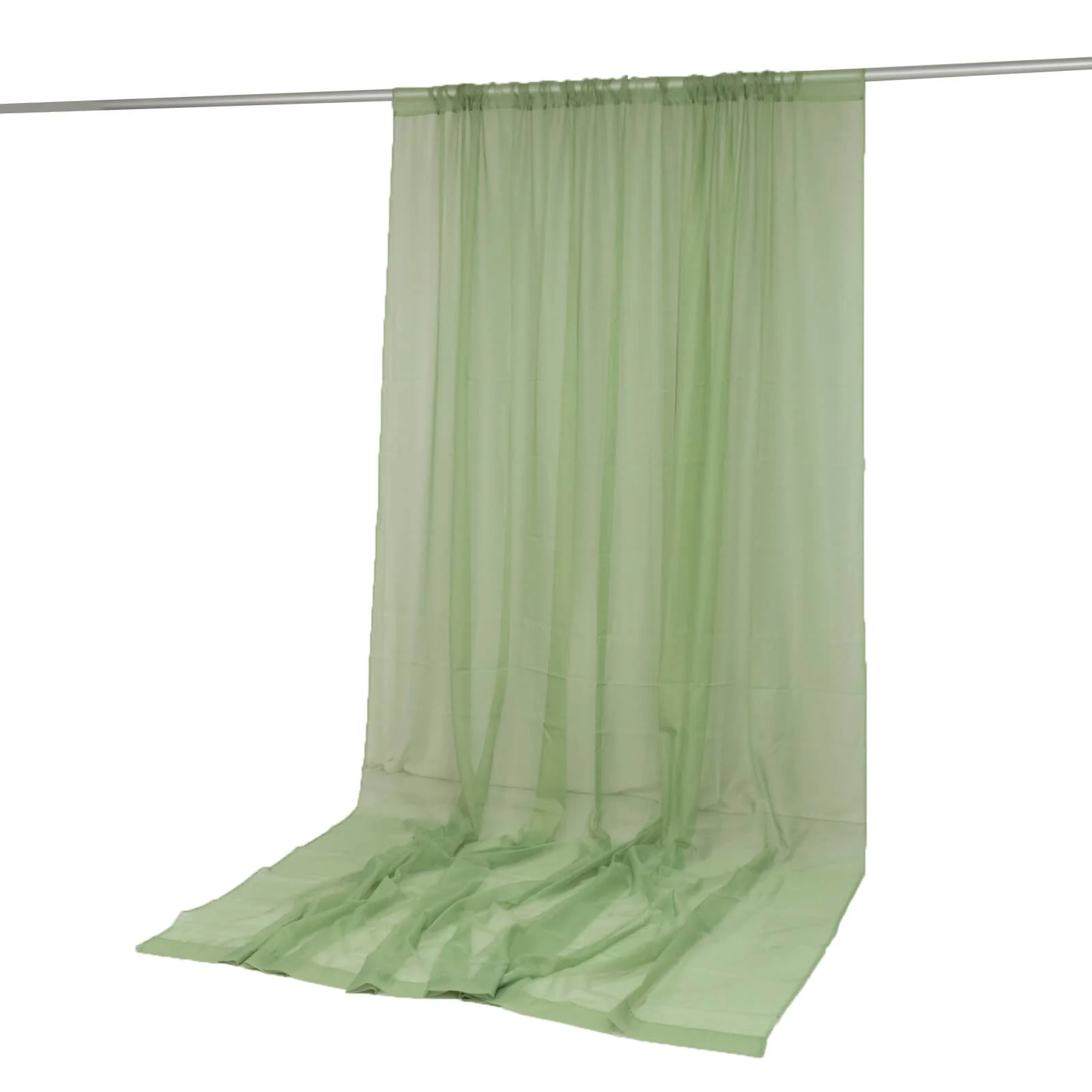 10ft x 12ft Chiffon Backdrop Curtain Panel – Sage Green Durable Flame Resistant Sheer Draping Fabric with Rod Pocket - Image 2