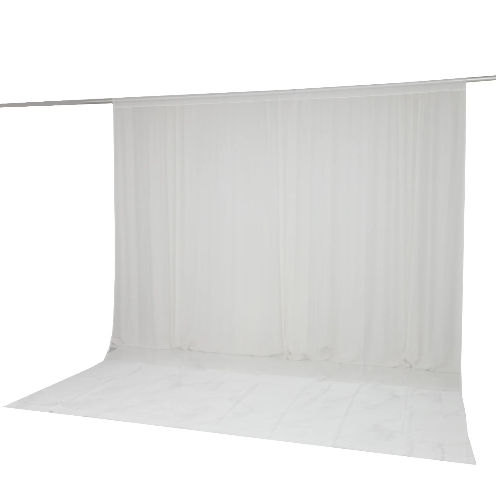 10ft x 12ft Chiffon Backdrop Curtain Panel – White Durable Flame Resistant Sheer Draping Fabric with Rod Pocket - Image 8