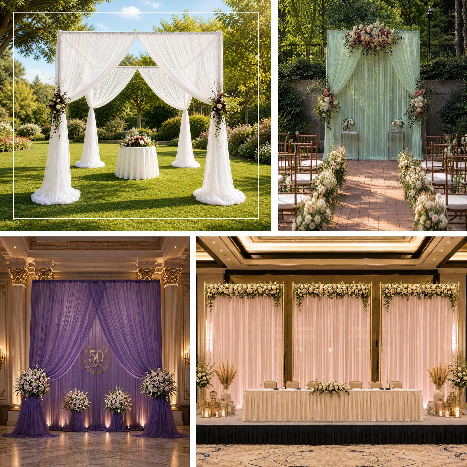 10ft x 14ft Chiffon Backdrop Curtain Panel – Sage Green Durable Flame Resistant Sheer Draping Fabric with Rod Pocket - Image 5
