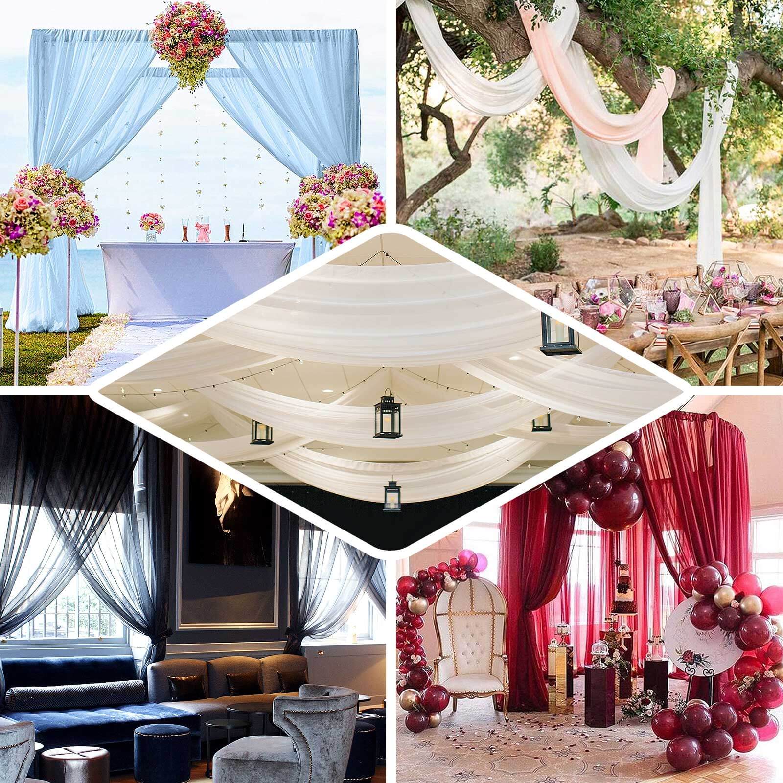 Black Chiffon Curtain Panel, Durable Flame Resistant Backdrop and Ceiling Drape With Rod Pocket - 5ftx20ft - Image 5