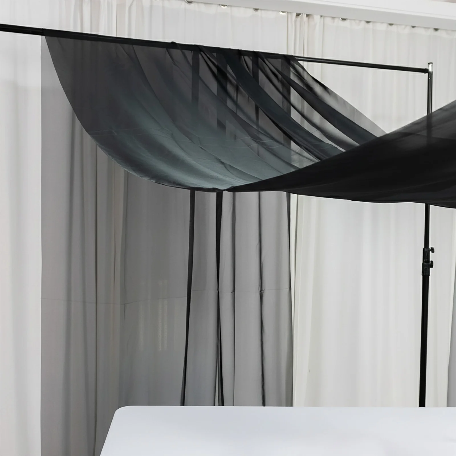 Black Chiffon Curtain Panel, Durable Flame Resistant Backdrop and Ceiling Drape With Rod Pocket - 5ftx20ft - Image 6
