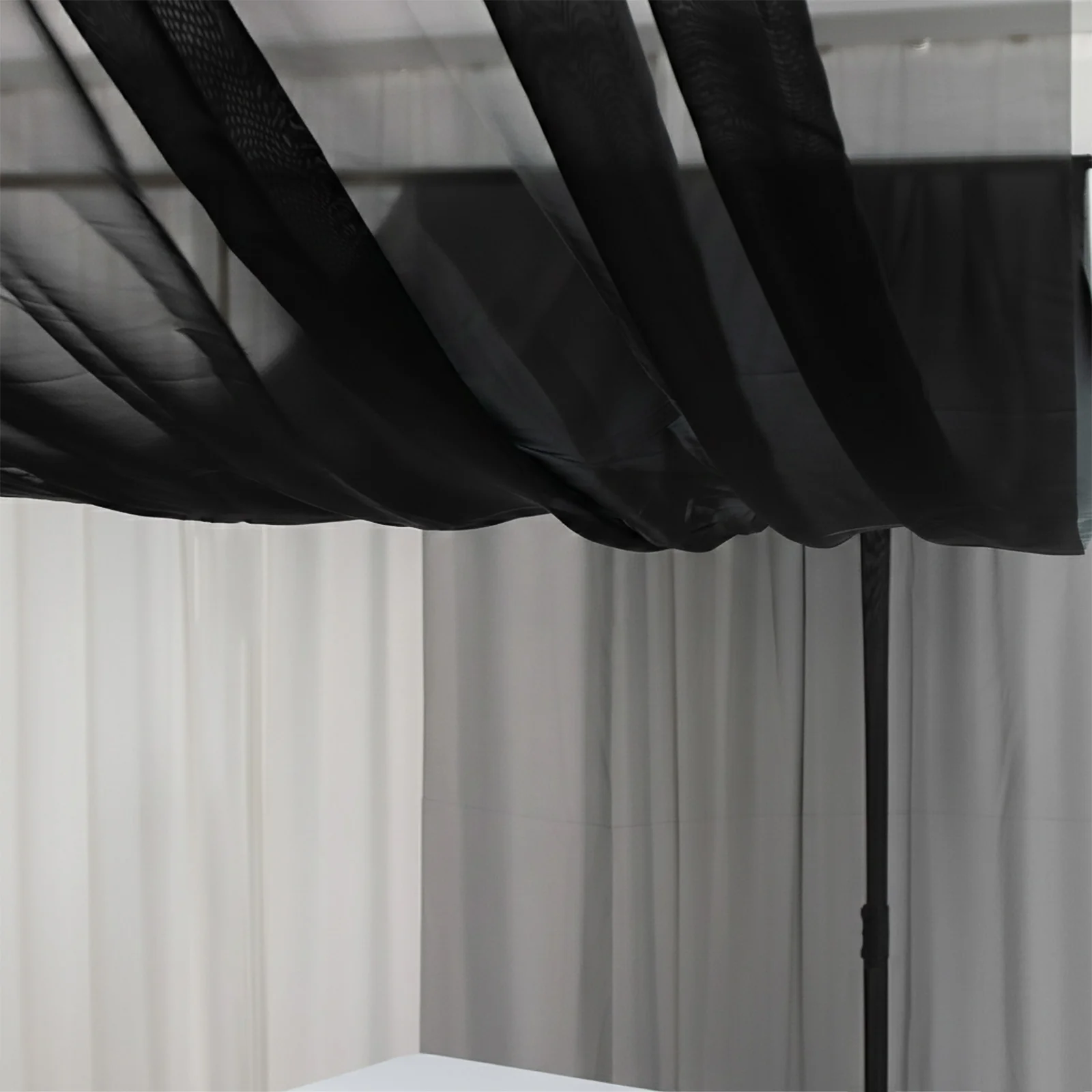 Black Chiffon Curtain Panel, Durable Flame Resistant Backdrop and Ceiling Drape With Rod Pocket - 5ftx20ft - Image 7
