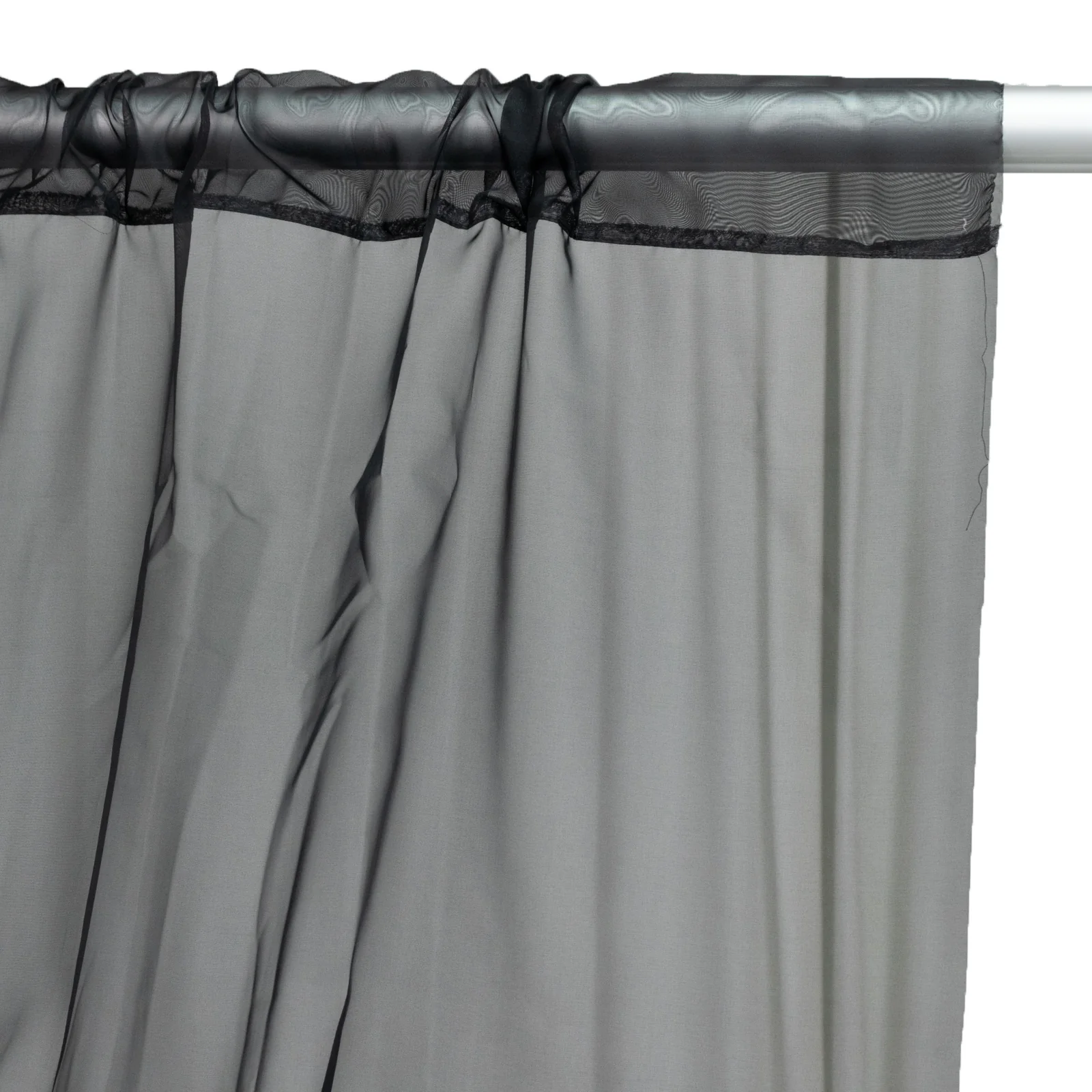 Black Chiffon Curtain Panel, Durable Flame Resistant Backdrop and Ceiling Drape With Rod Pocket - 5ftx20ft - Image 8