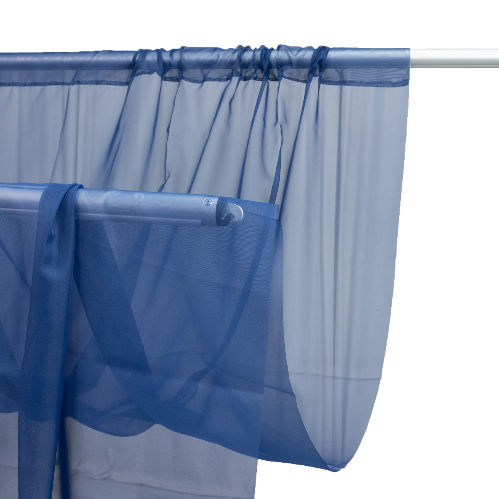 Navy Blue Chiffon Curtain Panel, Durable Flame Resistant Backdrop and Ceiling Drape With Rod Pocket - 5ftx20ft - Image 2