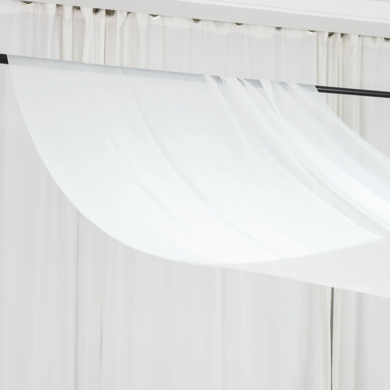 White Chiffon Curtain Panel, Durable Flame Resistant Backdrop and Ceiling Drape With Rod Pocket - 5ftx20ft - Image 6