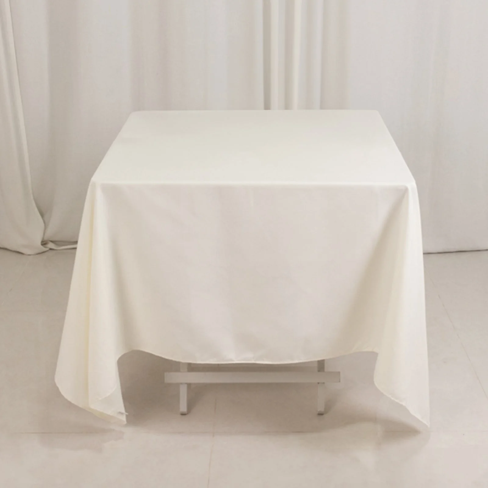 Cotton Blend 70"x70" Square Tablecloth Ivory - Wrinkle-Resistant Fabric Table Cover - Image 3