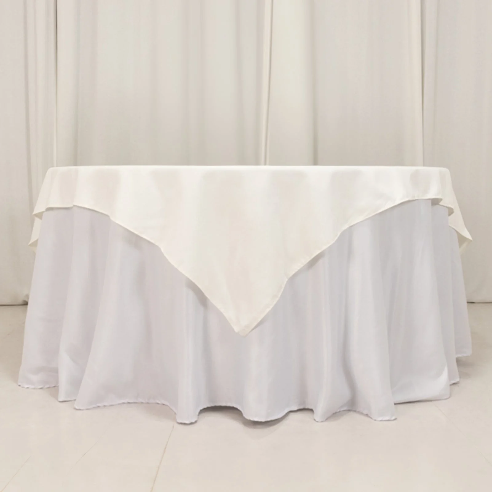Cotton Blend 70"x70" Table Overlay Square Tablecloth Ivory - Wrinkle-Resistant Fabric Table Topper - Image 3