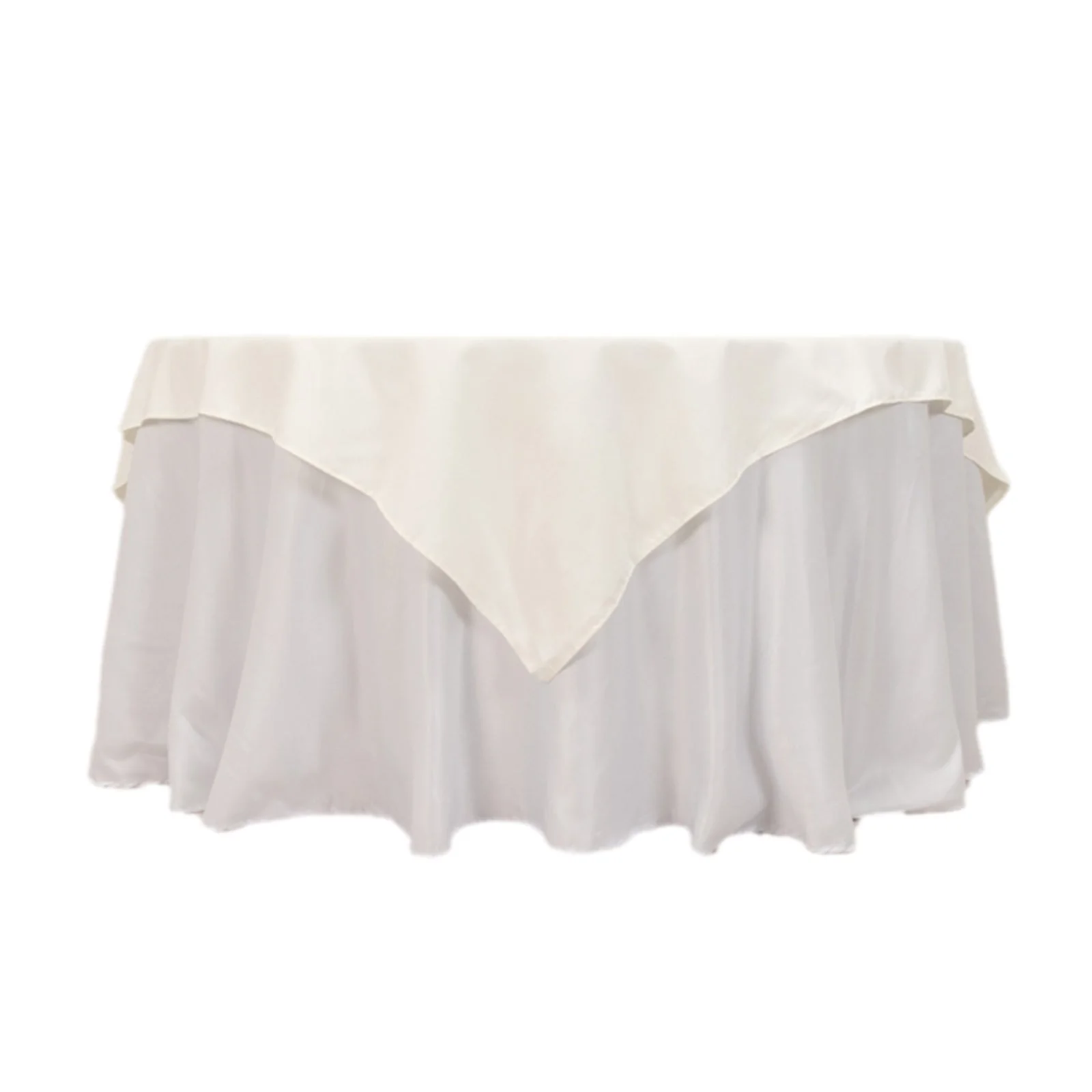 Cotton Blend 70"x70" Table Overlay Square Tablecloth Ivory - Wrinkle-Resistant Fabric Table Topper - Image 4