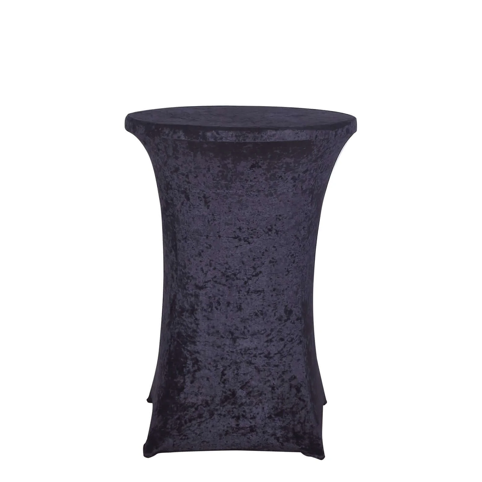 Crushed Velvet Spandex 30" Round Cocktail Table Cover Black Smooth Highboy Tablecloth - Image 8