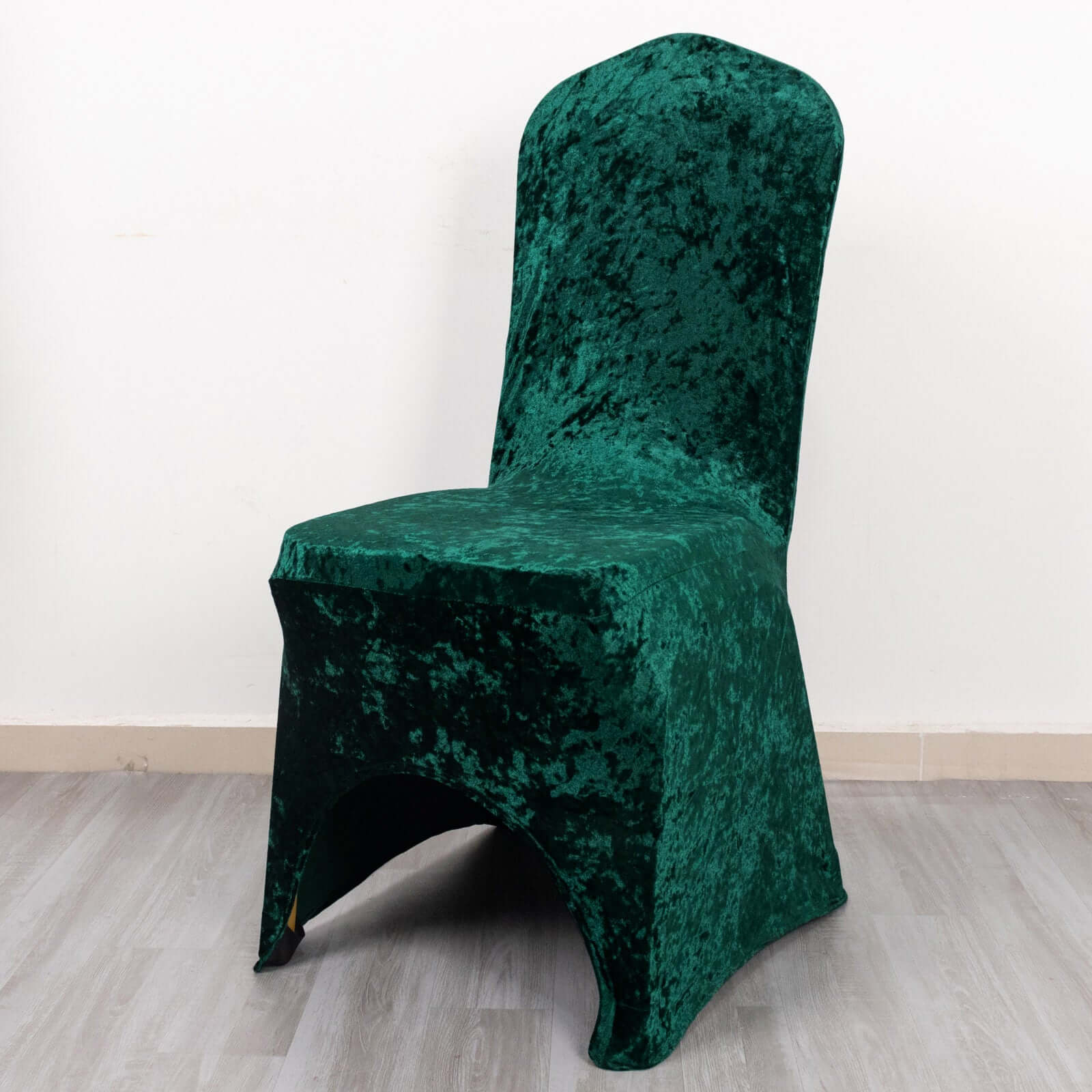 Crushed Velvet Spandex Banquet Chair Cover Fitted Slipcover Hunter Emerald Green - Stretch 190GSM Slipcover with Foot Pockets - Image 6