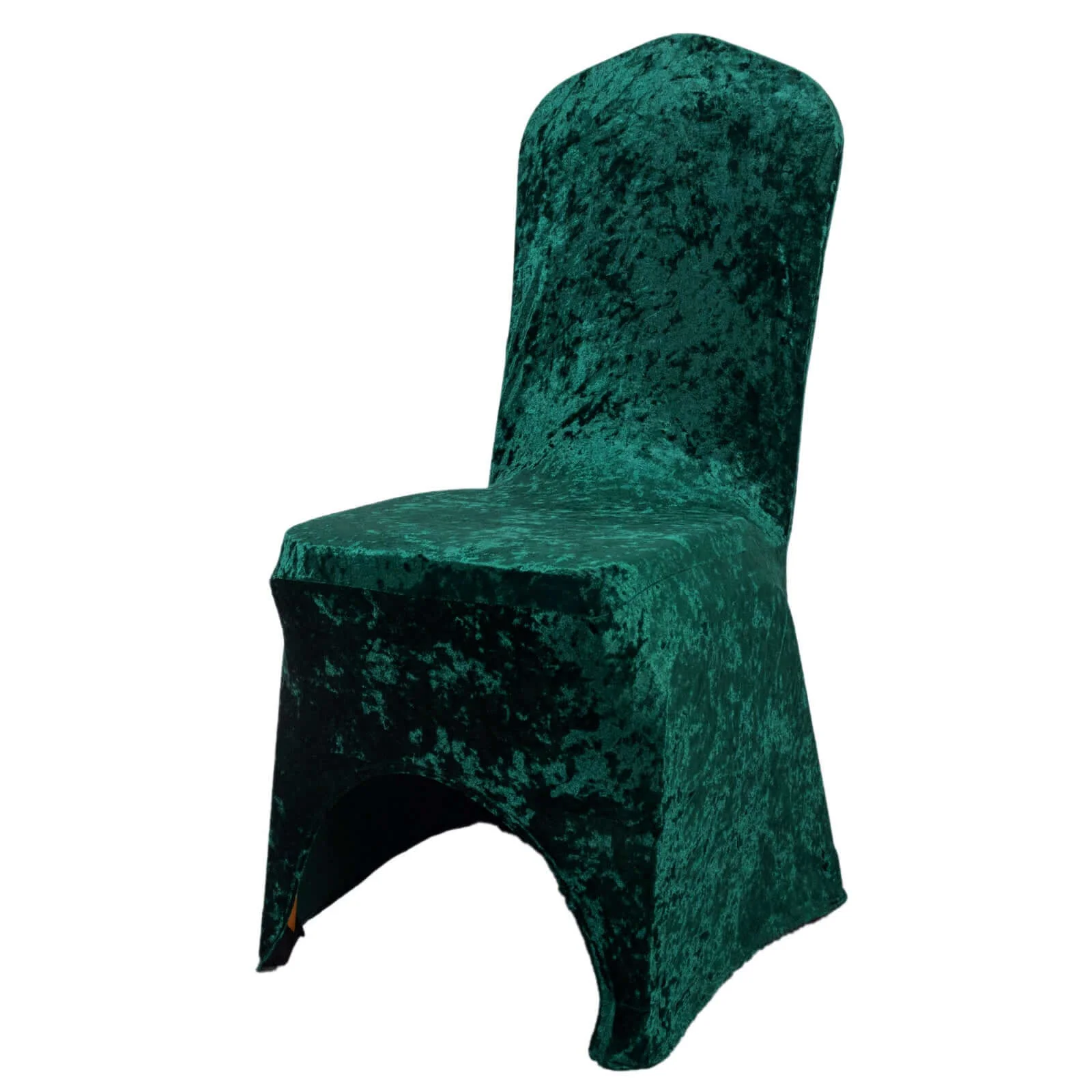 Crushed Velvet Spandex Banquet Chair Cover Fitted Slipcover Hunter Emerald Green - Stretch 190GSM Slipcover with Foot Pockets - Image 7