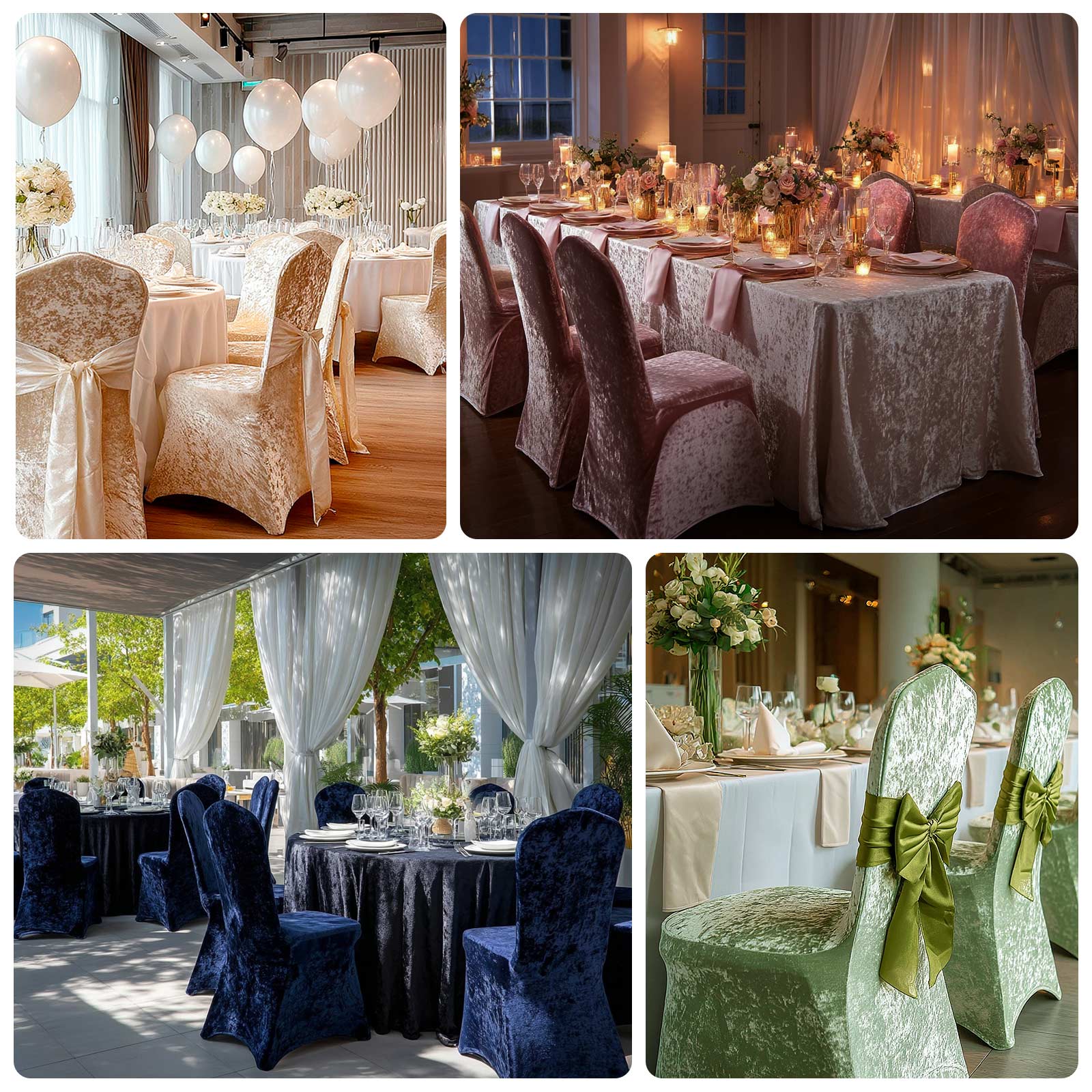 Crushed Velvet Spandex Banquet Chair Cover Fitted Slipcover Red - Stretch 190GSM Slipcover with Foot Pockets - Image 5