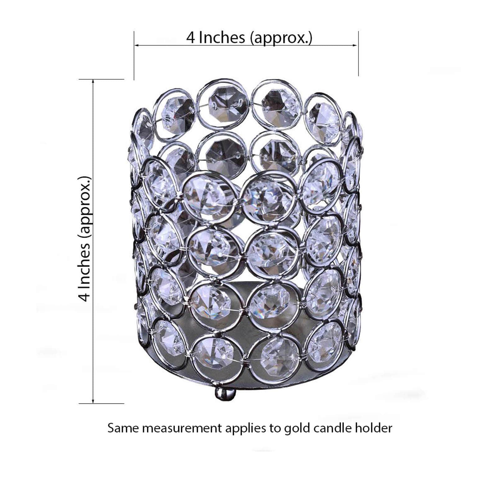 Crystal Beaded Metal Votive Tealight Holder Gold - Stylish Multipurpose Table Vase for Decor 4" - Image 3