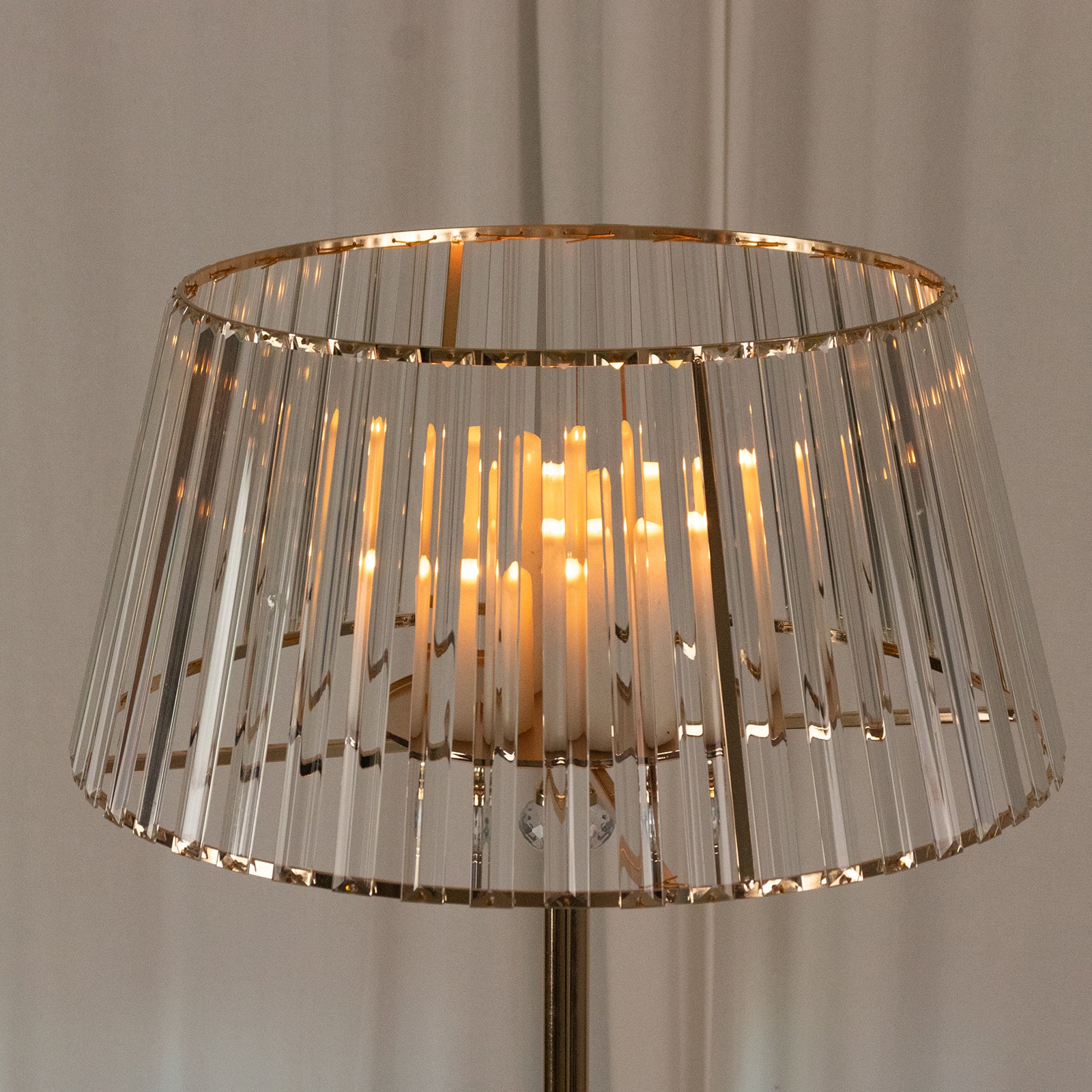 38" Crystal Pendant Candle Holders, Classic Empire Lamp Shade Style in Gold, Votive Candle Stand for Table Centerpieces - Image 9