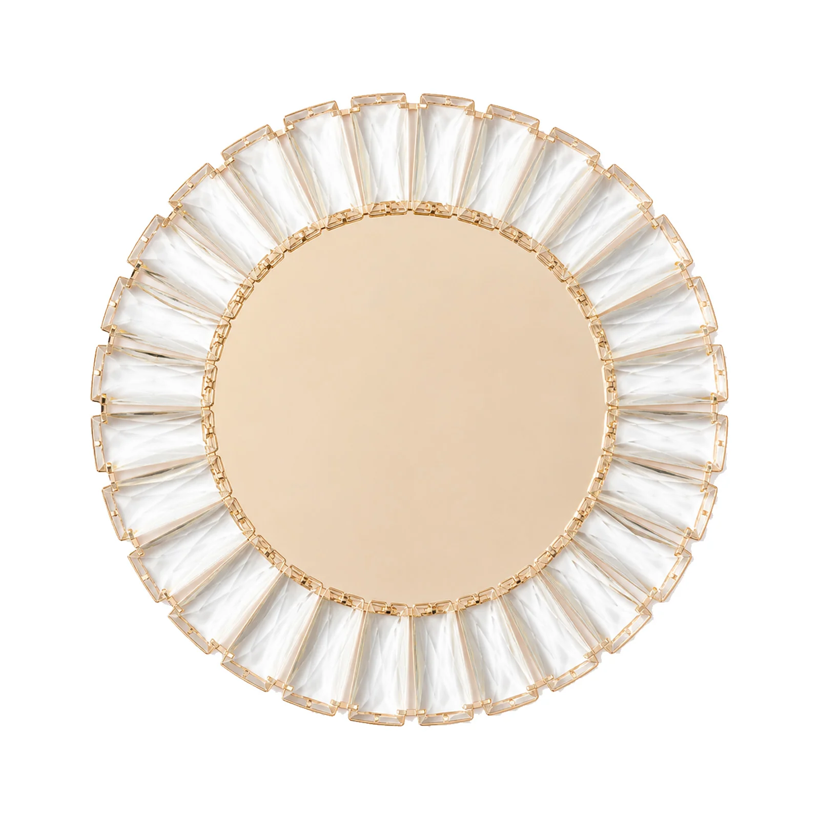 2 Pack 14" Crystal Pendant Metal Charger Plates – Gold Mirror Glass Decorative Round Table Chargers - Image 2