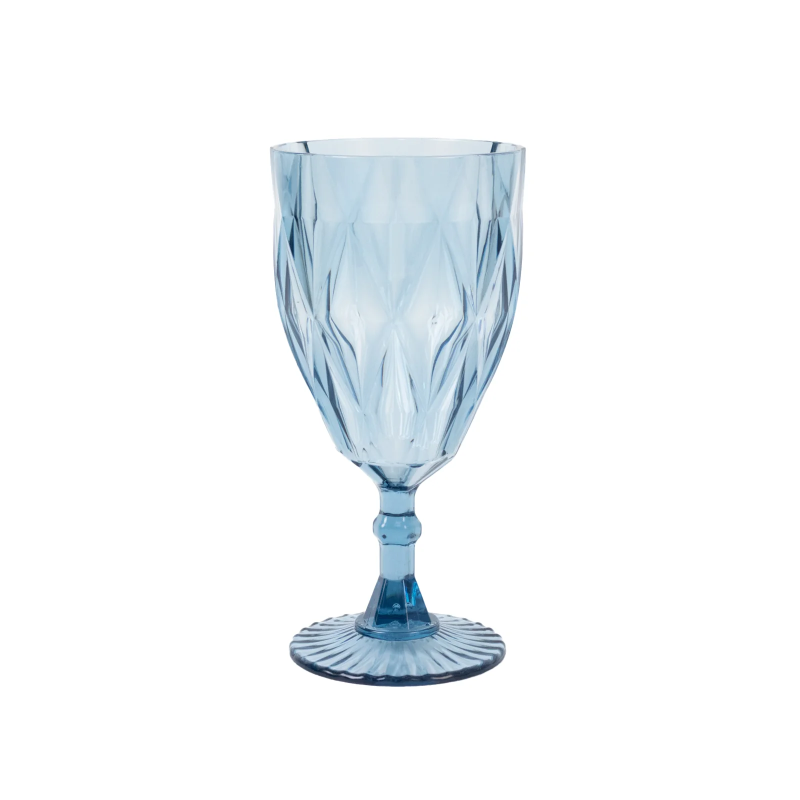 12 Pack Vintage Diamond Cut Plastic Goblets – Dusty Blue 11oz Reusable Wine & Beverage Glasses - Image 2