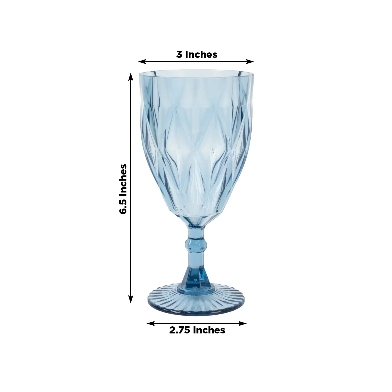 12 Pack Vintage Diamond Cut Plastic Goblets – Dusty Blue 11oz Reusable Wine & Beverage Glasses - Image 3