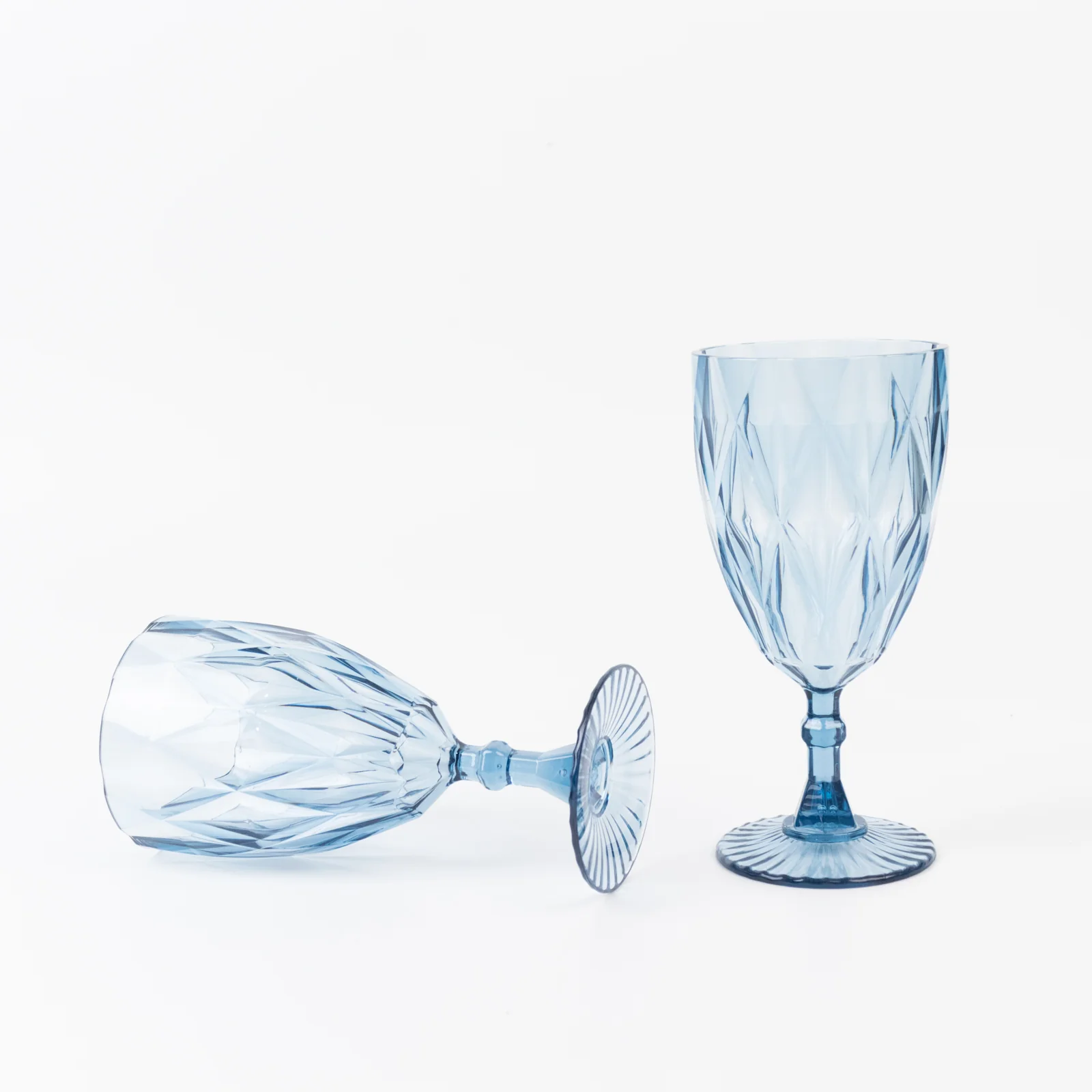 12 Pack Vintage Diamond Cut Plastic Goblets – Dusty Blue 11oz Reusable Wine & Beverage Glasses - Image 6