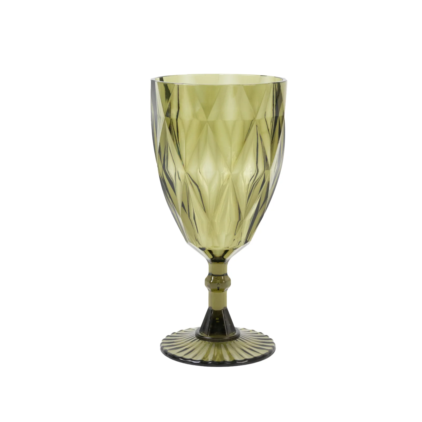 12 Pack Vintage Diamond Cut Plastic Goblets – Dusty Sage Green 11oz Reusable Wine & Beverage Glasses - Image 2
