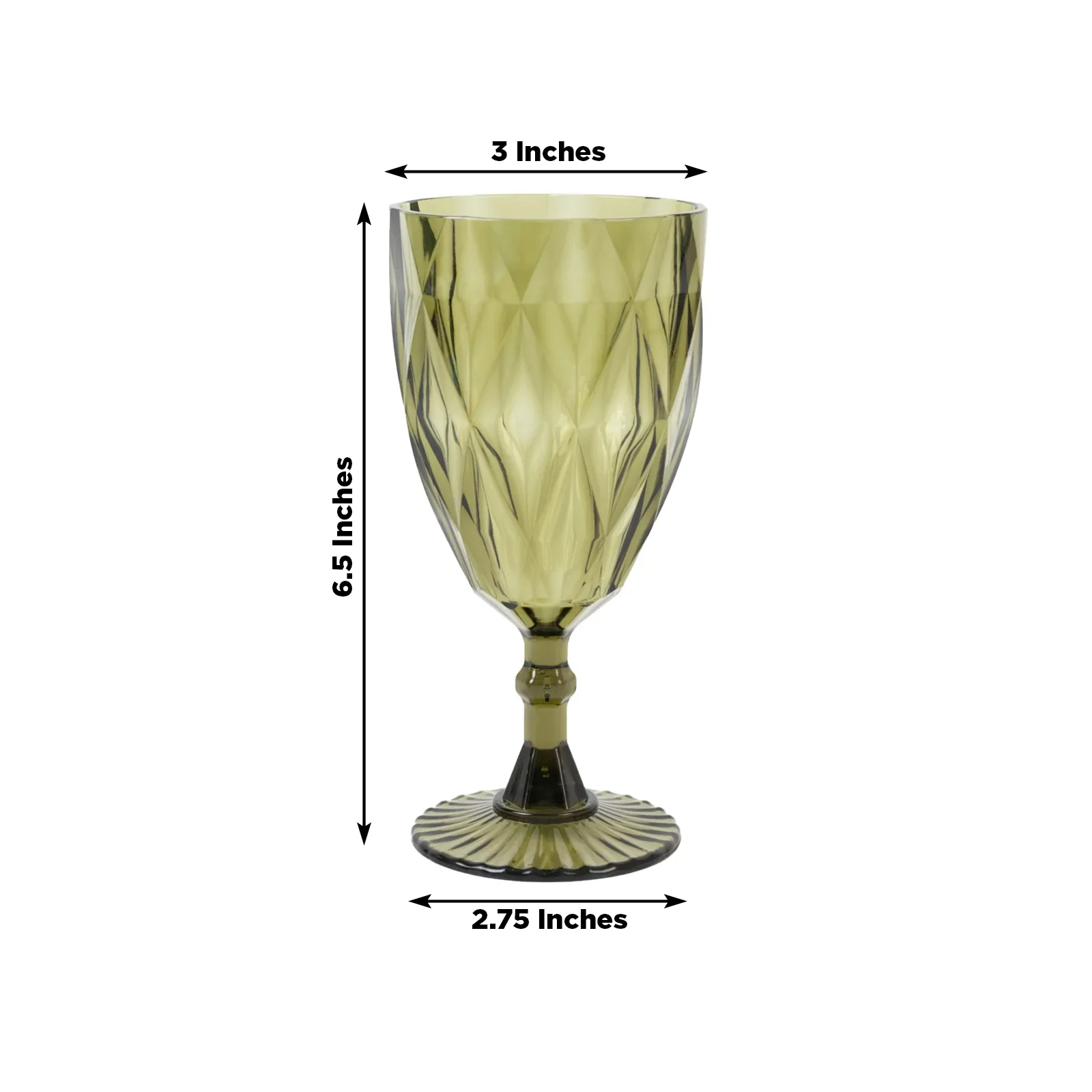 12 Pack Vintage Diamond Cut Plastic Goblets – Dusty Sage Green 11oz Reusable Wine & Beverage Glasses - Image 3