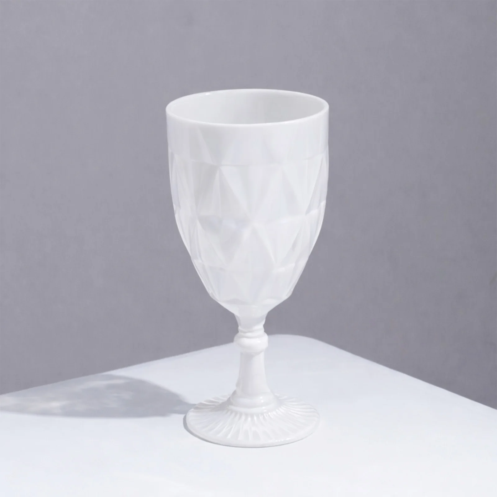 12 Pack Vintage Diamond Cut Plastic Goblets – Pearl White 11oz Reusable Wine & Beverage Glasses - Image 9