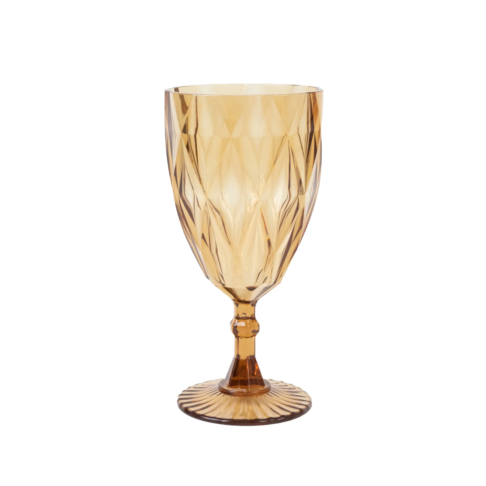 12 Pack Vintage Diamond Cut Plastic Goblets – Amber Gold 11oz Reusable Wine & Beverage Glasses - Image 2