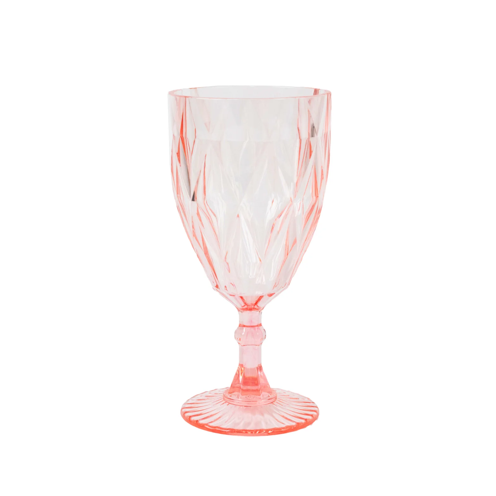 12 Pack Vintage Diamond Cut Plastic Goblets – Blush 11oz Reusable Wine & Beverage Glasses - Image 6
