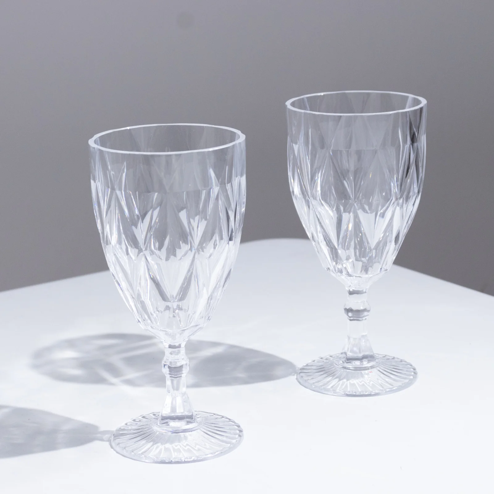 12 Pack Vintage Diamond Cut Plastic Goblets – Clear 11oz Reusable Wine & Beverage Glasses - Image 6