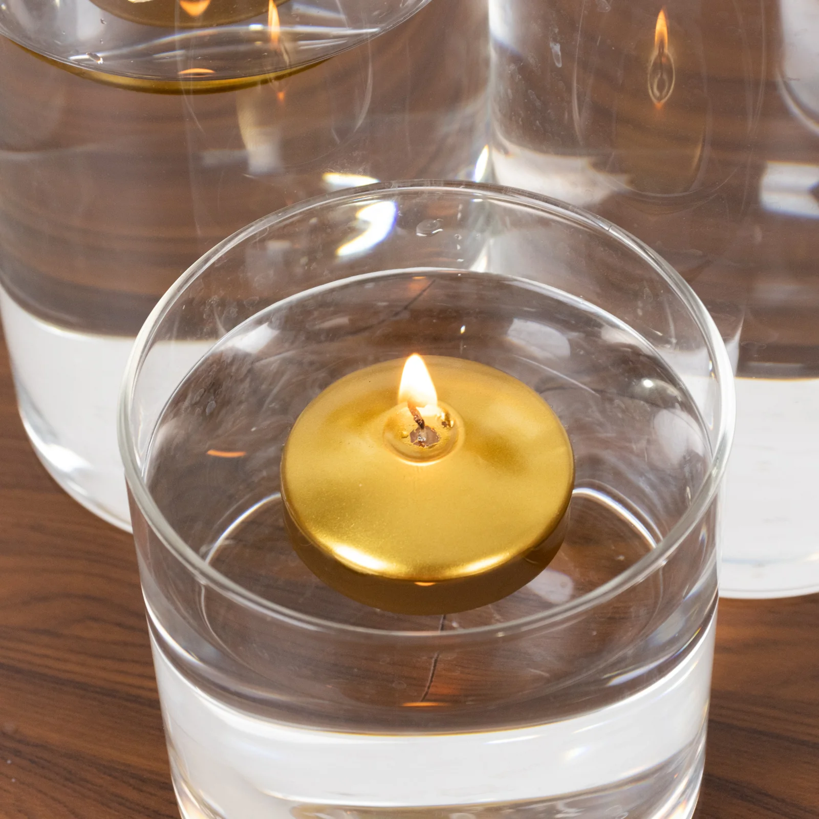 12 Pack 2" Metallic Gold Floating Candles – Unscented Dripless Long-Lasting Disc Wax Candles for Weddings & Table Décor - Image 7
