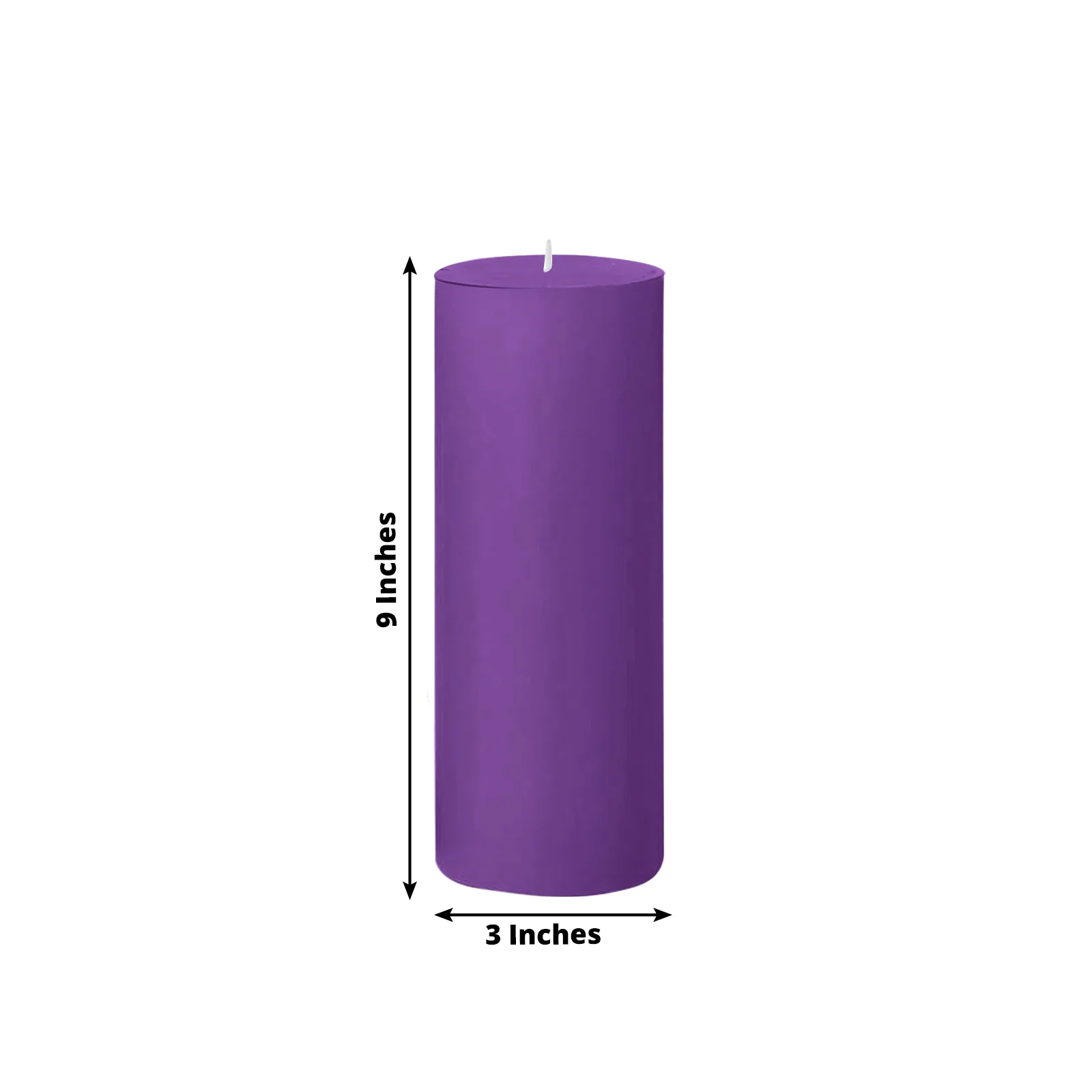 6-Pack Unscented Dripless Pillar Candles – 3"x9" Purple Paraffin Wax with Smokeless Cotton Wicks, Clean & Long-Lasting 90-Hour Burn - Image 3