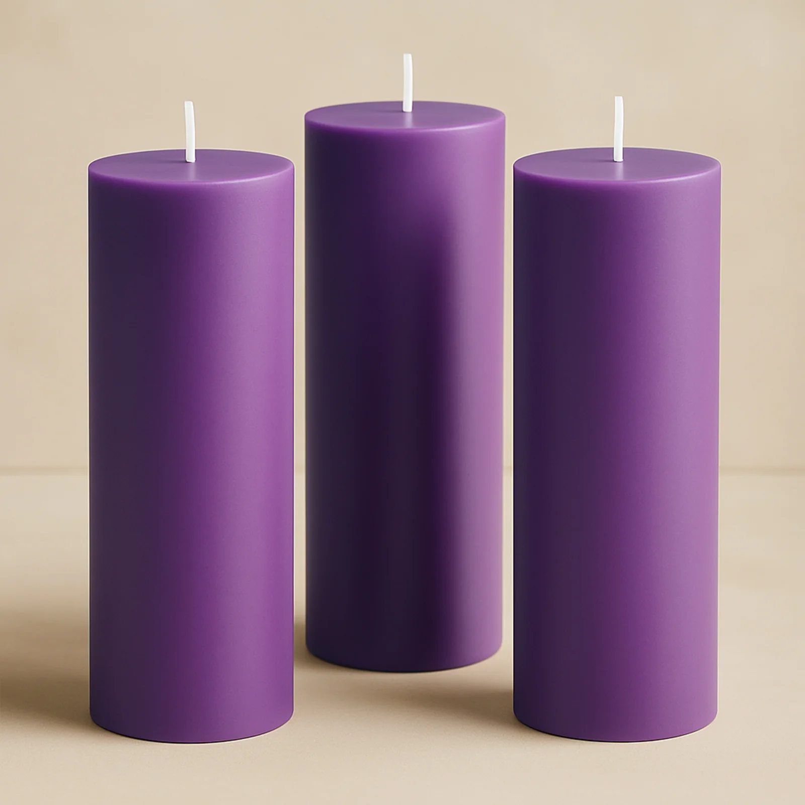 6-Pack Unscented Dripless Pillar Candles – 3"x9" Purple Paraffin Wax with Smokeless Cotton Wicks, Clean & Long-Lasting 90-Hour Burn - Image 9