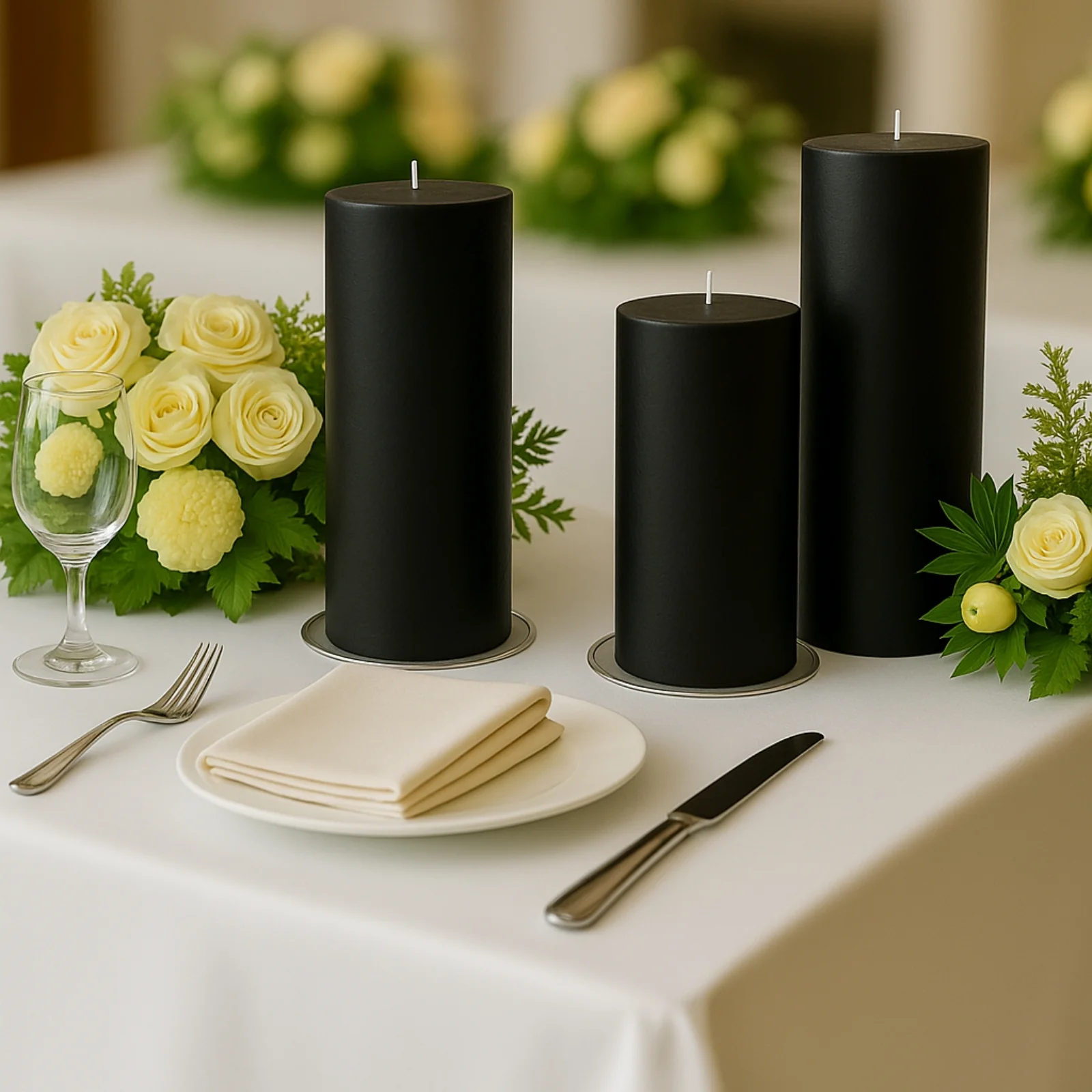 6-Pack Unscented Dripless Pillar Candles – 3"x9" Black Paraffin Wax with Smokeless Cotton Wicks, Clean & Long-Lasting 90-Hour Burn - Image 2