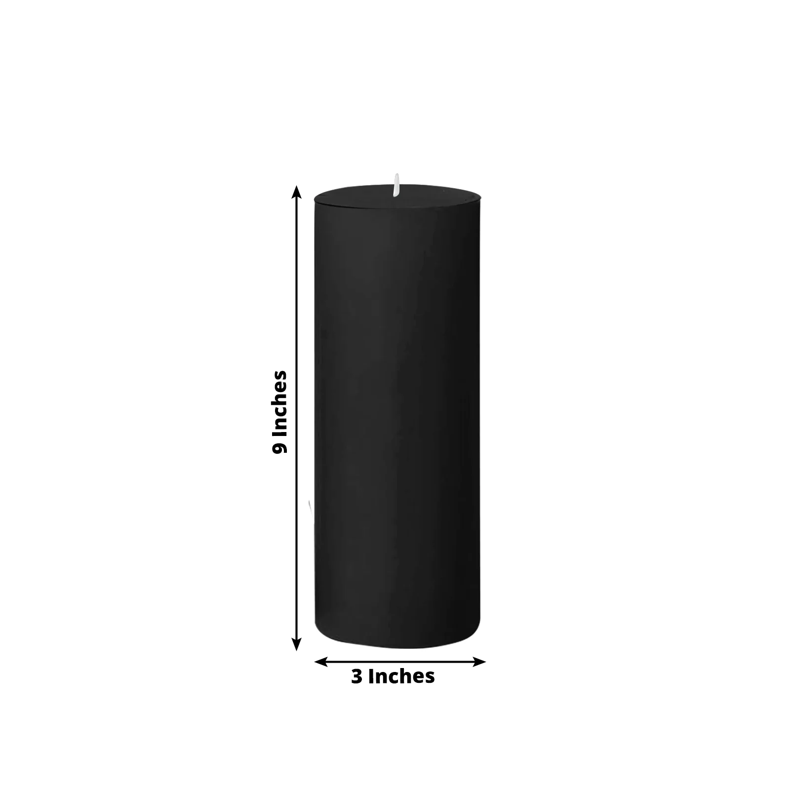 6-Pack Unscented Dripless Pillar Candles – 3"x9" Black Paraffin Wax with Smokeless Cotton Wicks, Clean & Long-Lasting 90-Hour Burn - Image 3