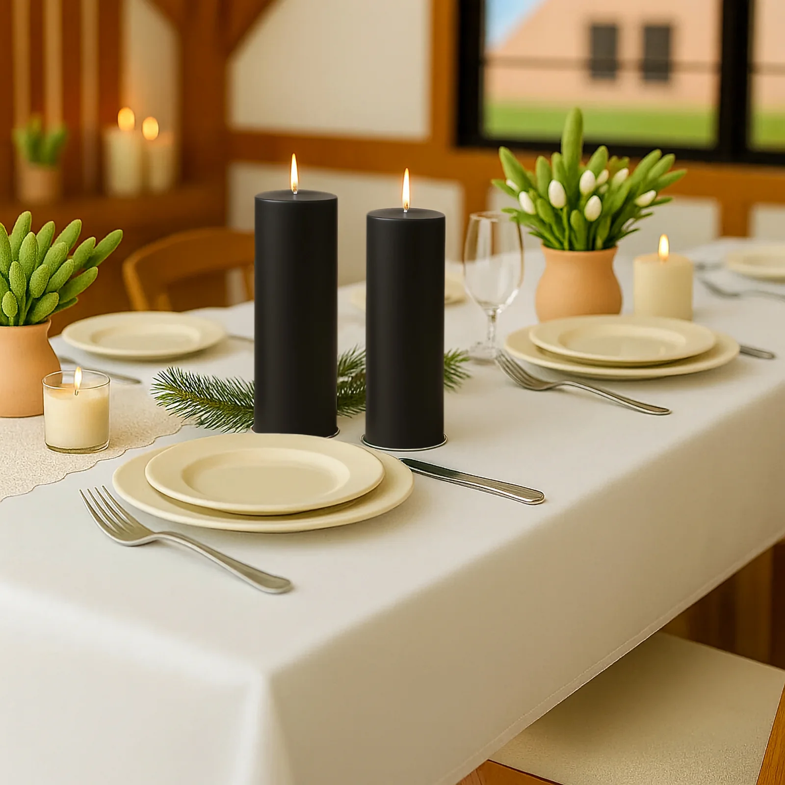6-Pack Unscented Dripless Pillar Candles – 3"x9" Black Paraffin Wax with Smokeless Cotton Wicks, Clean & Long-Lasting 90-Hour Burn - Image 7