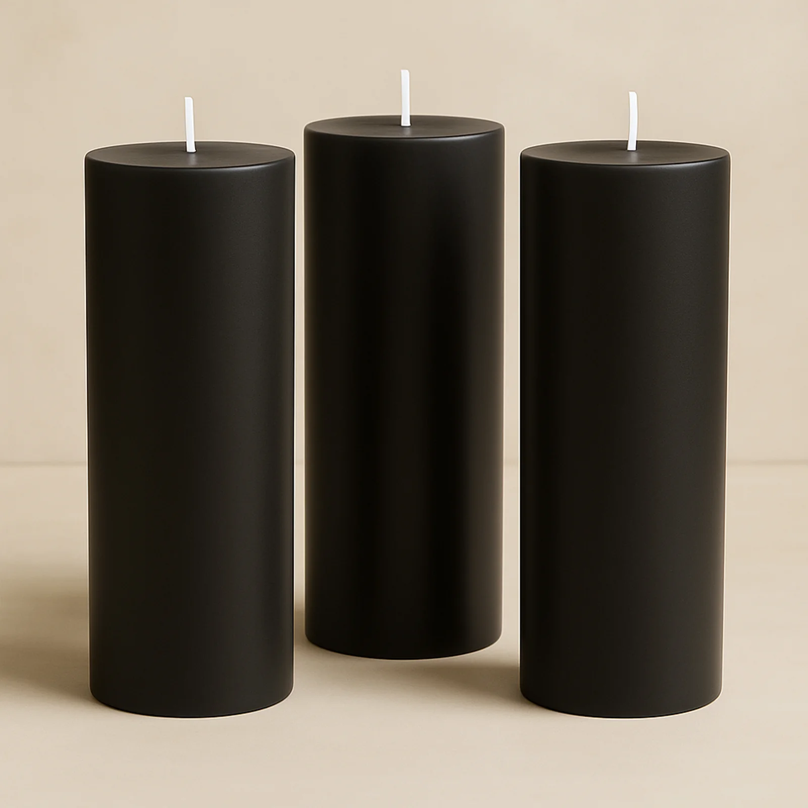 6-Pack Unscented Dripless Pillar Candles – 3"x9" Black Paraffin Wax with Smokeless Cotton Wicks, Clean & Long-Lasting 90-Hour Burn - Image 8