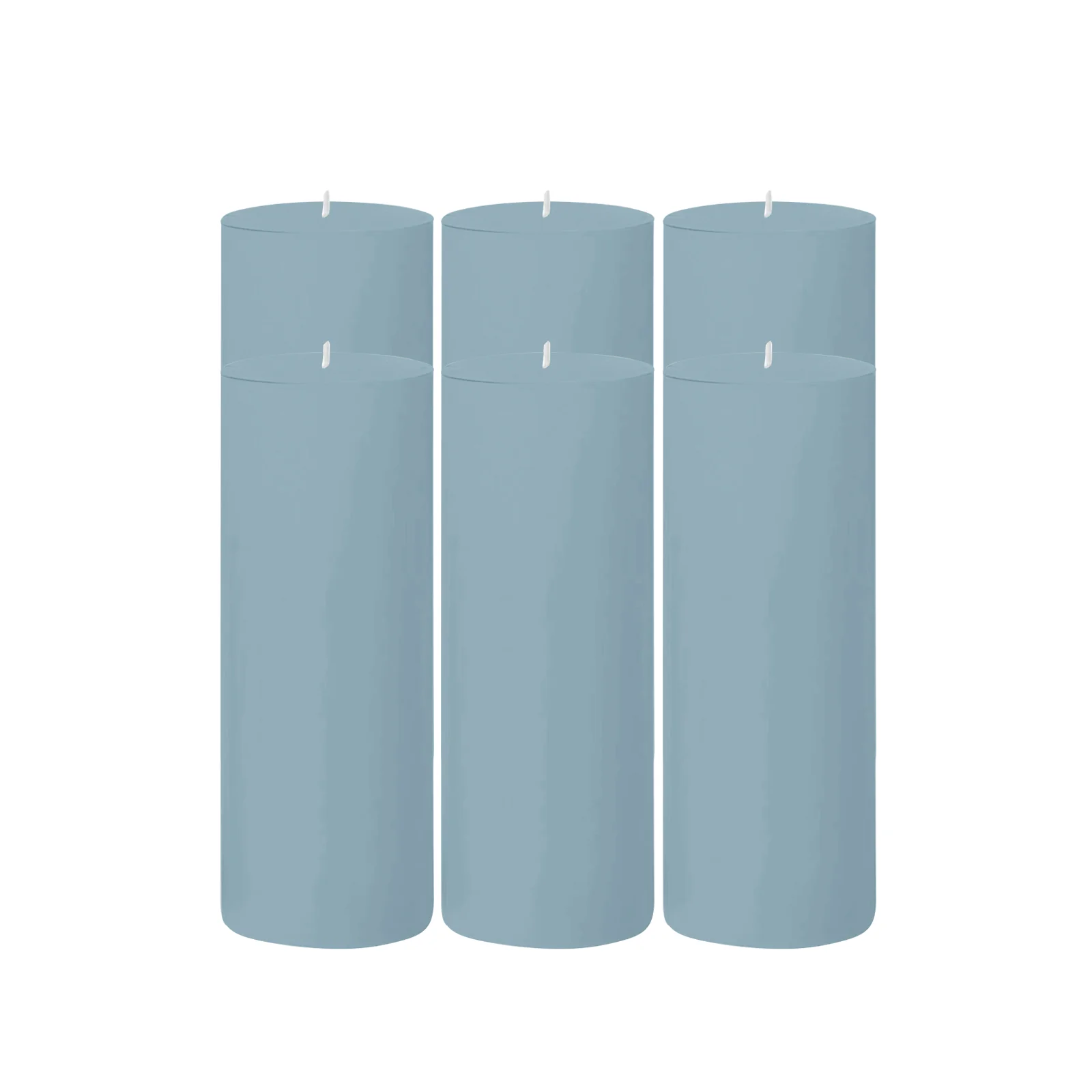 6-Pack Unscented Dripless Pillar Candles – 3"x9" Dusty Blue Paraffin Wax with Smokeless Cotton Wicks, Clean & Long-Lasting 90-Hour Burn - Image 6