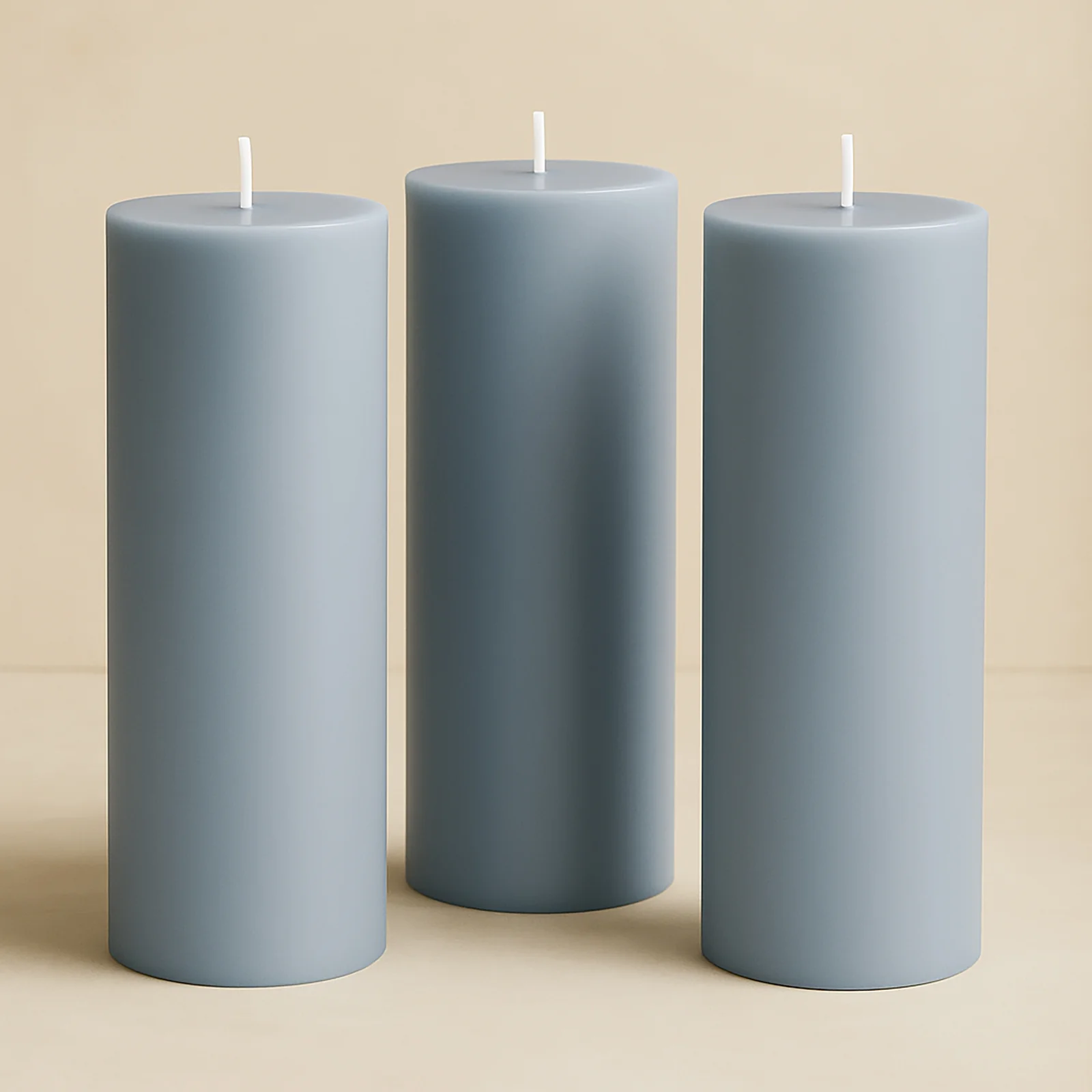 6-Pack Unscented Dripless Pillar Candles – 3"x9" Dusty Blue Paraffin Wax with Smokeless Cotton Wicks, Clean & Long-Lasting 90-Hour Burn - Image 8