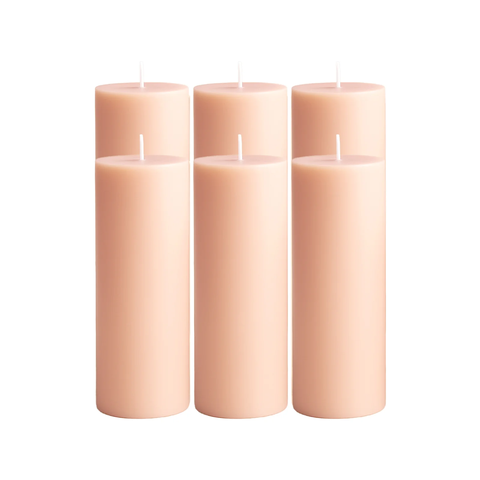 6-Pack Unscented Dripless Pillar Candles – 3"x9" Blush Paraffin Wax with Smokeless Cotton Wicks, Clean & Long-Lasting 90-Hour Burn - Image 6