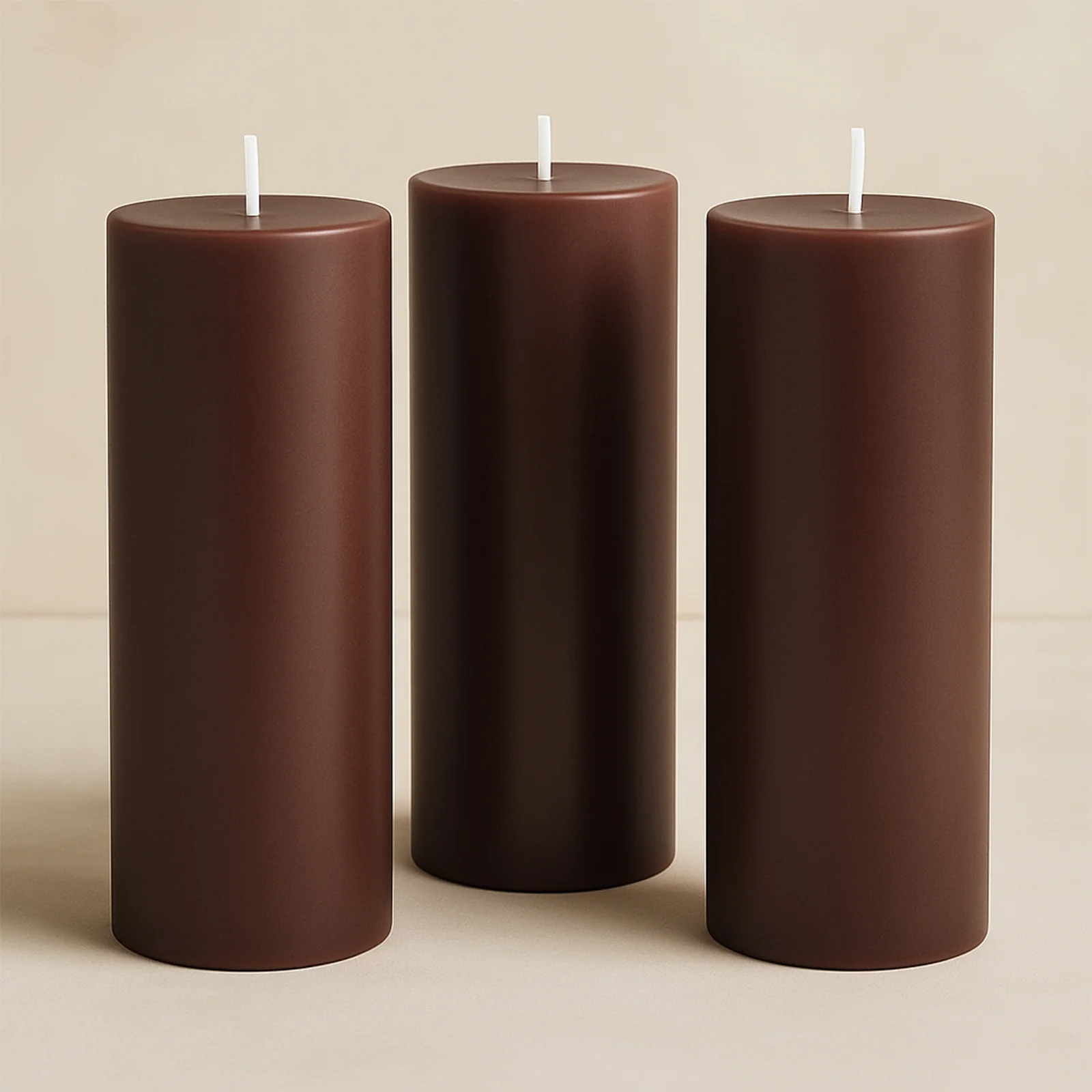 6-Pack Unscented Dripless Pillar Candles – 3"x9" Cinnamon Brown Paraffin Wax with Smokeless Cotton Wicks, Clean & Long-Lasting 90-Hour Burn - Image 9