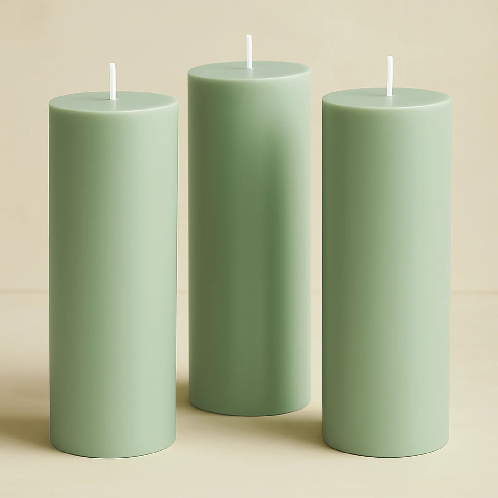 6-Pack Unscented Dripless Pillar Candles – 3"x9" Sage Green Paraffin Wax with Smokeless Cotton Wicks, Clean & Long-Lasting 90-Hour Burn - Image 9
