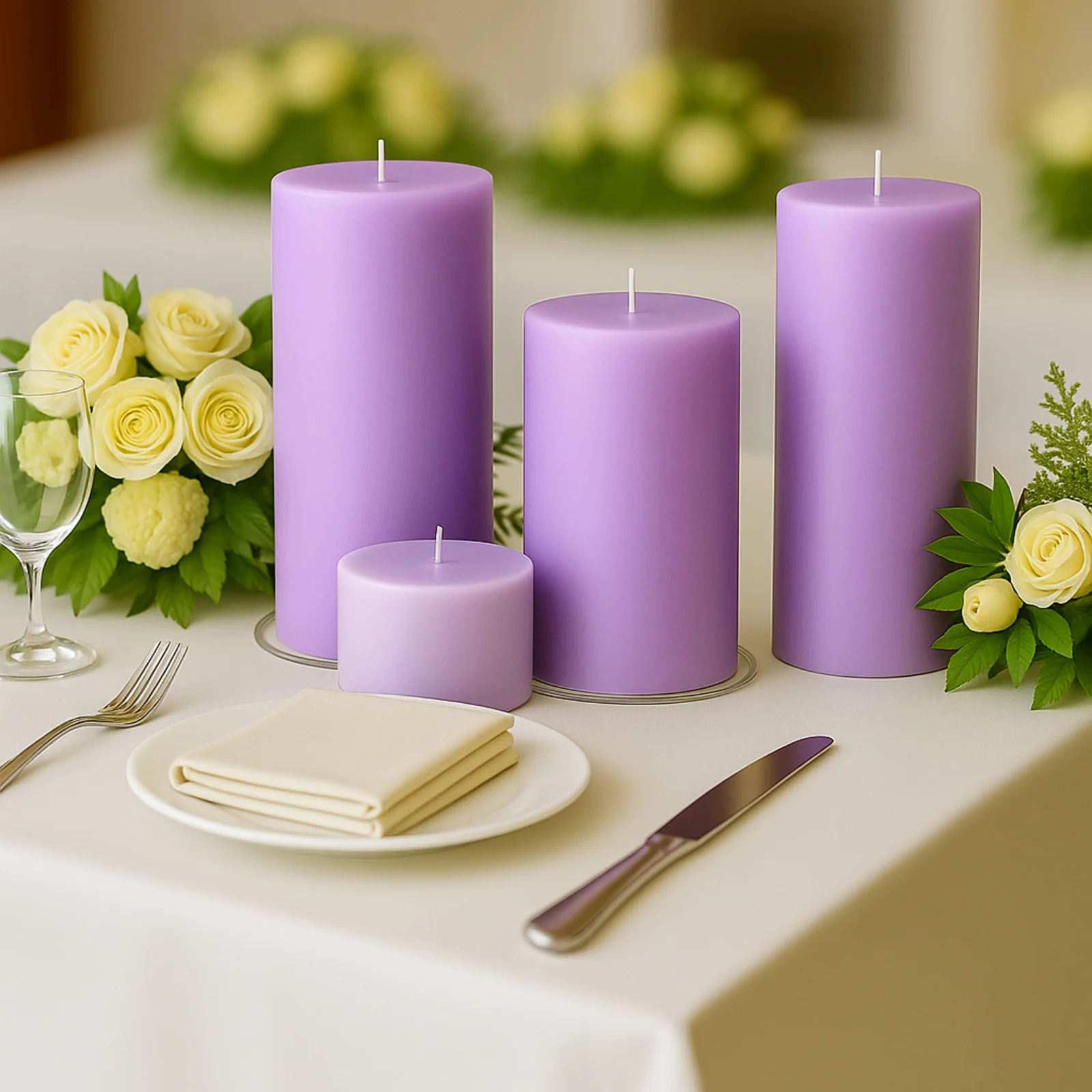 6-Pack Unscented Dripless Pillar Candles – 3"x9" Lavender Lilac Paraffin Wax with Smokeless Cotton Wicks, Clean & Long-Lasting 90-Hour Burn - Image 2