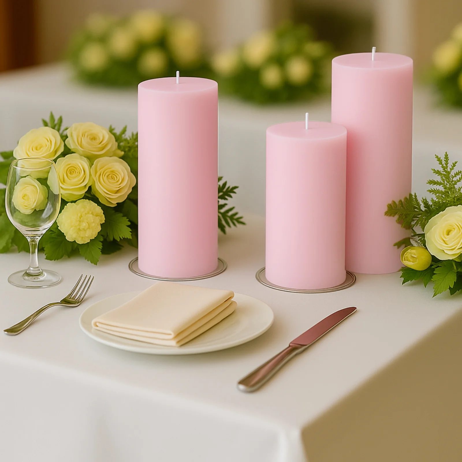 6-Pack Unscented Dripless Pillar Candles – 3"x9" Pink Paraffin Wax with Smokeless Cotton Wicks, Clean & Long-Lasting 90-Hour Burn - Image 2