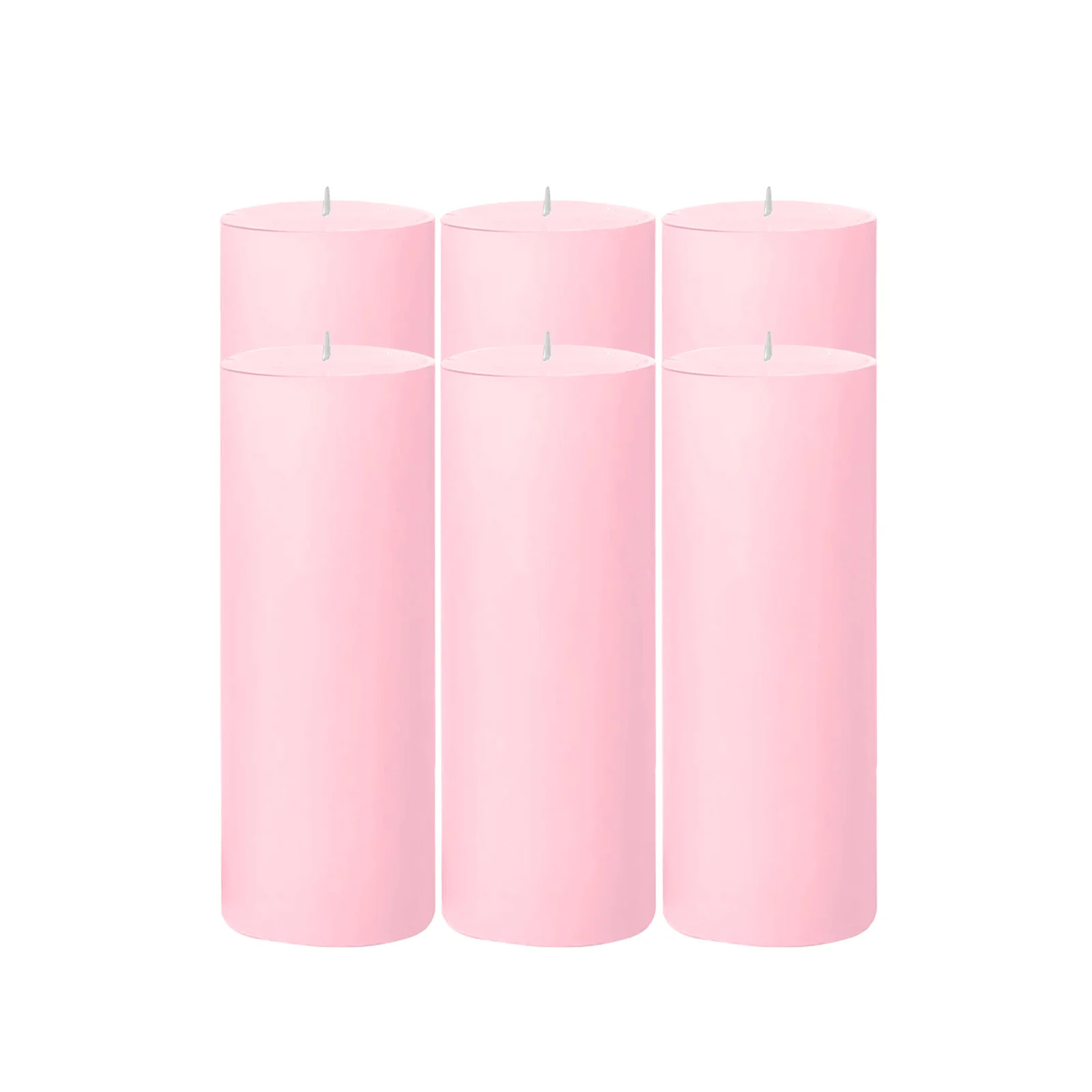6-Pack Unscented Dripless Pillar Candles – 3"x9" Pink Paraffin Wax with Smokeless Cotton Wicks, Clean & Long-Lasting 90-Hour Burn - Image 6