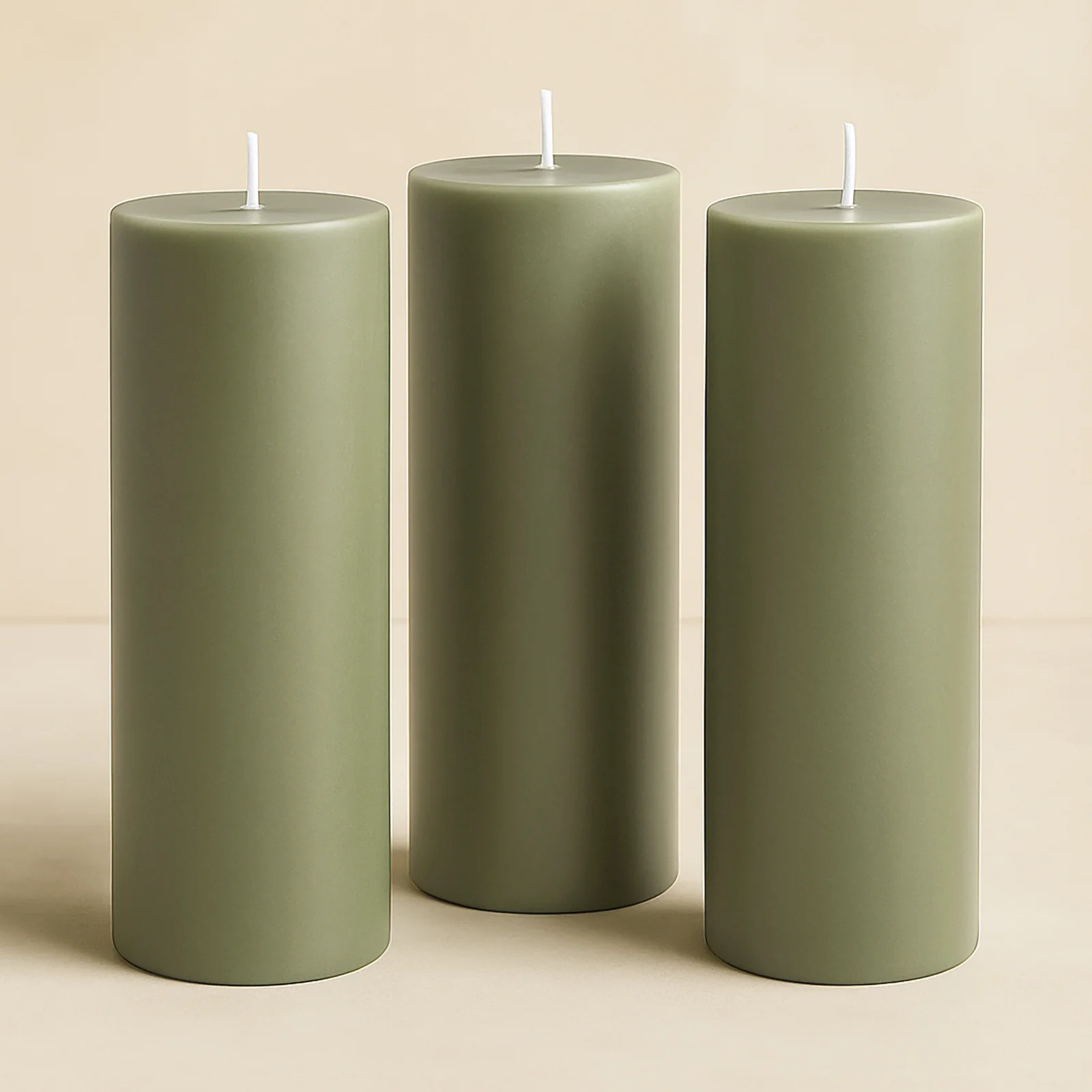 6-Pack Unscented Dripless Pillar Candles – 3"x9" Dusty Sage Green Paraffin Wax with Smokeless Cotton Wicks, Clean & Long-Lasting 90-Hour Burn - Image 8
