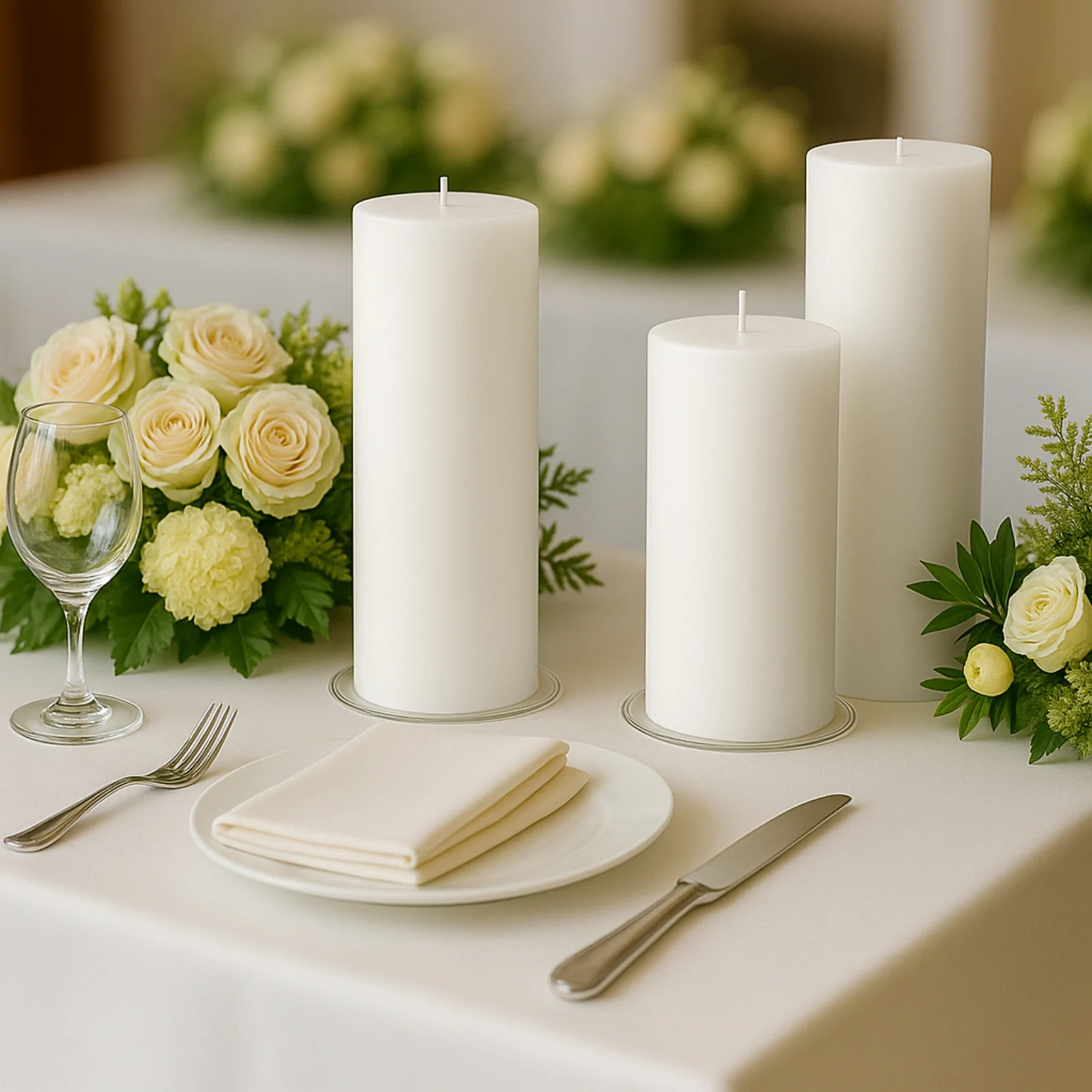 6-Pack Unscented Dripless Pillar Candles – 3"x9" White Paraffin Wax with Smokeless Cotton Wicks, Clean & Long-Lasting 90-Hour Burn - Image 2