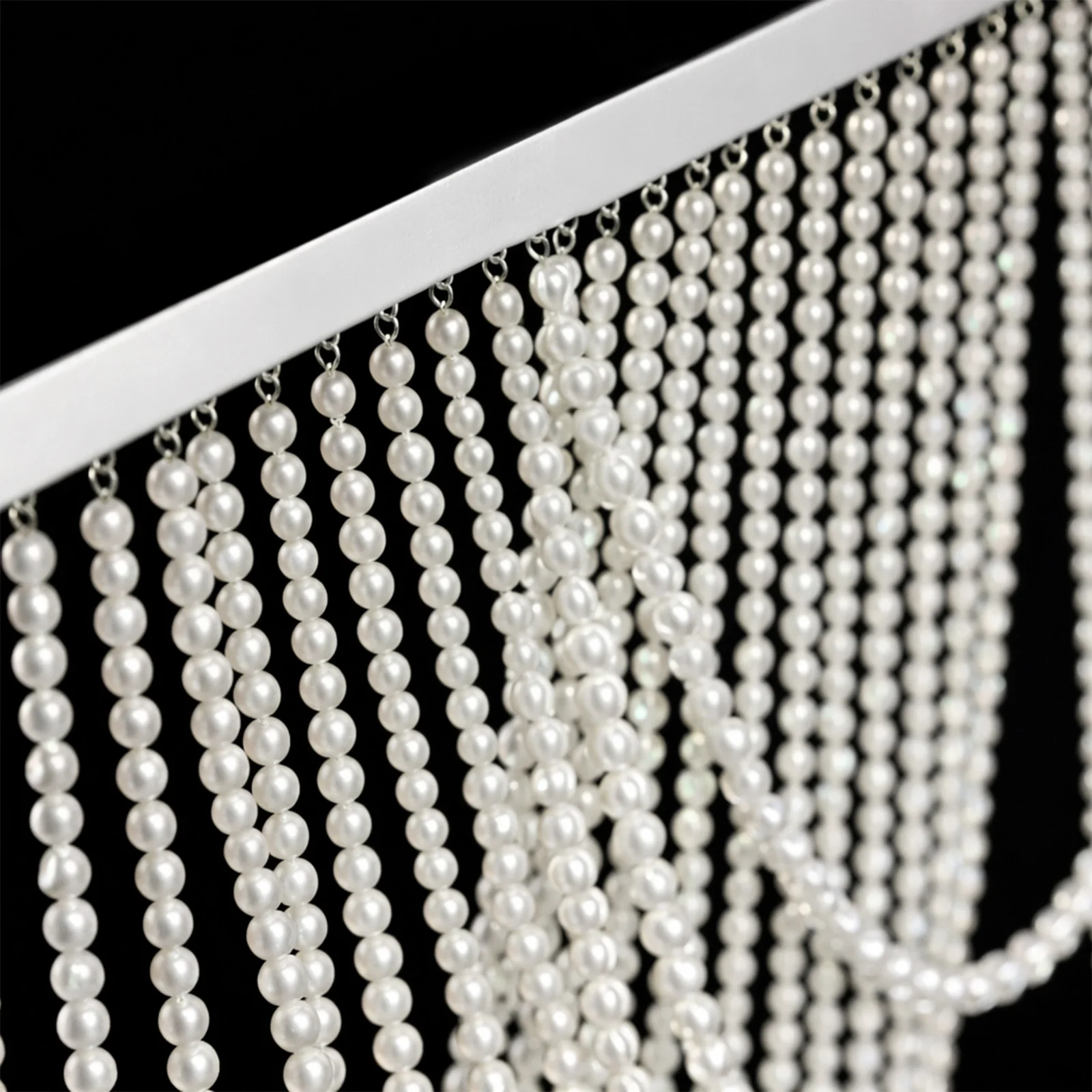 Faux Pearl Beaded Curtain – White Triple Swag Valance Backdrop for Doorway, Arch or Wall Décor, 6.5ft x 6.5ft - Image 6