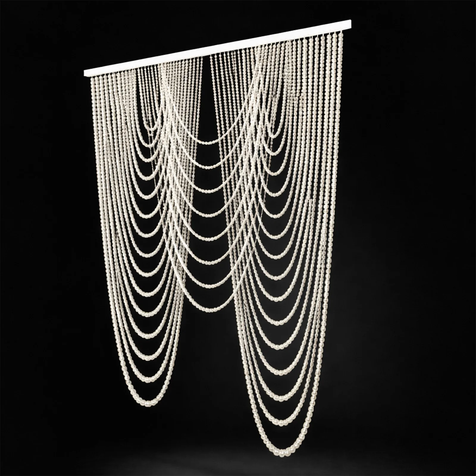 Faux Pearl Beaded Curtain – White Triple Swag Valance Backdrop for Doorway, Arch or Wall Décor, 6.5ft x 6.5ft - Image 7