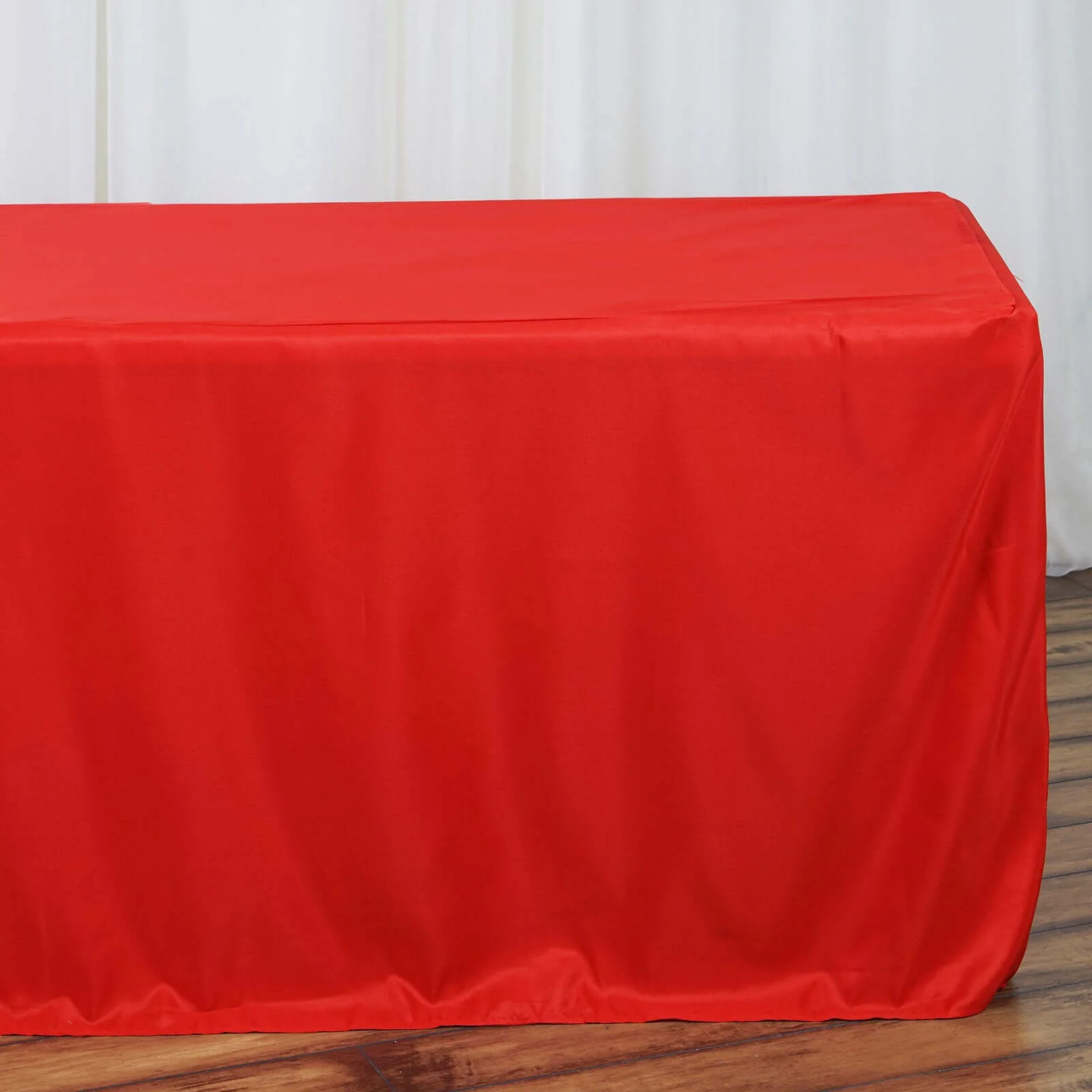 Fitted Polyester 96"x30" Rectangle Tablecloth Red - Durable and Easy to Maintain Table Cover - Image 4