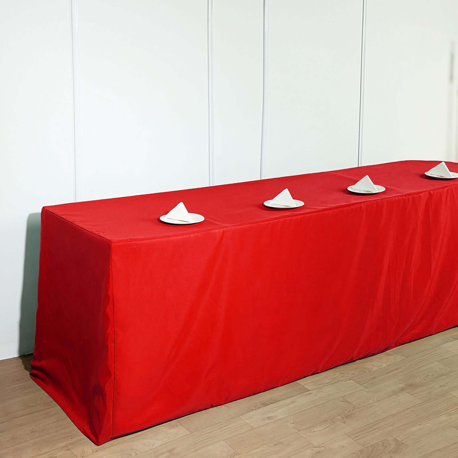 Fitted Polyester 96"x30" Rectangle Tablecloth Red - Durable and Easy to Maintain Table Cover - Image 6